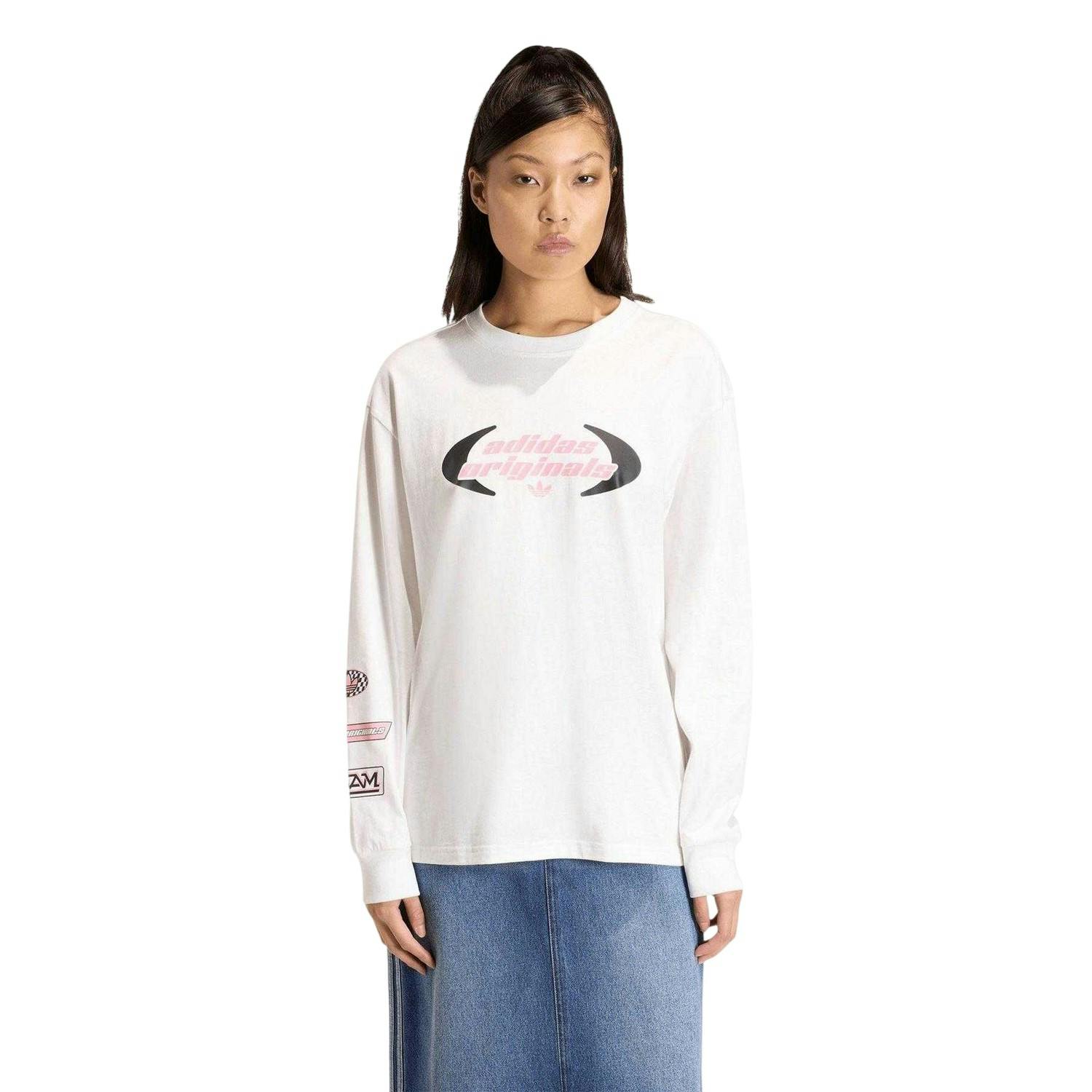 Adidas Women's White Originals Long-Sleeved T-Shirt - 16 Uk - 100% Mixed