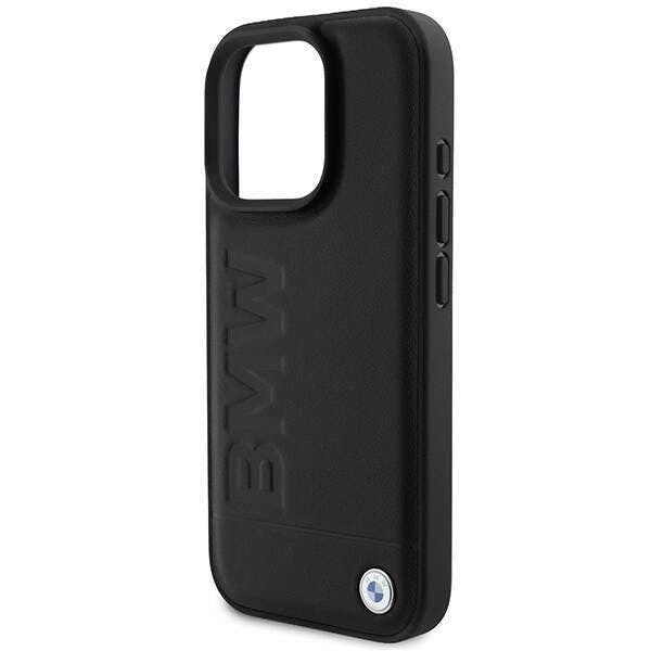 Bmw Black Leather Hot Stamp Case With Magsafe For Iphone 16 Pro 6.3" - Bmhmp16lsllbk