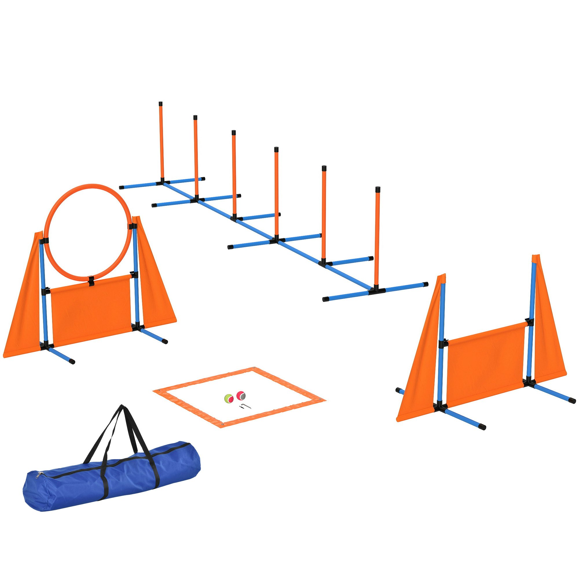 Pawhut Orange 6-Piece Dog Agility Equipment, Obstacle Training Course Kit, - Abs, Pe, Oxford Cloth - Size 1