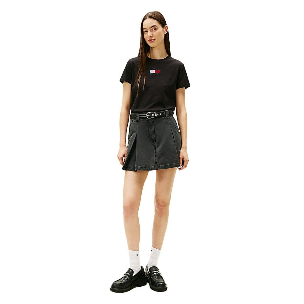 Tommy Jeans Women's Black Diamante Logo Regular T-Shirt - 10 Uk - 100% Cotton