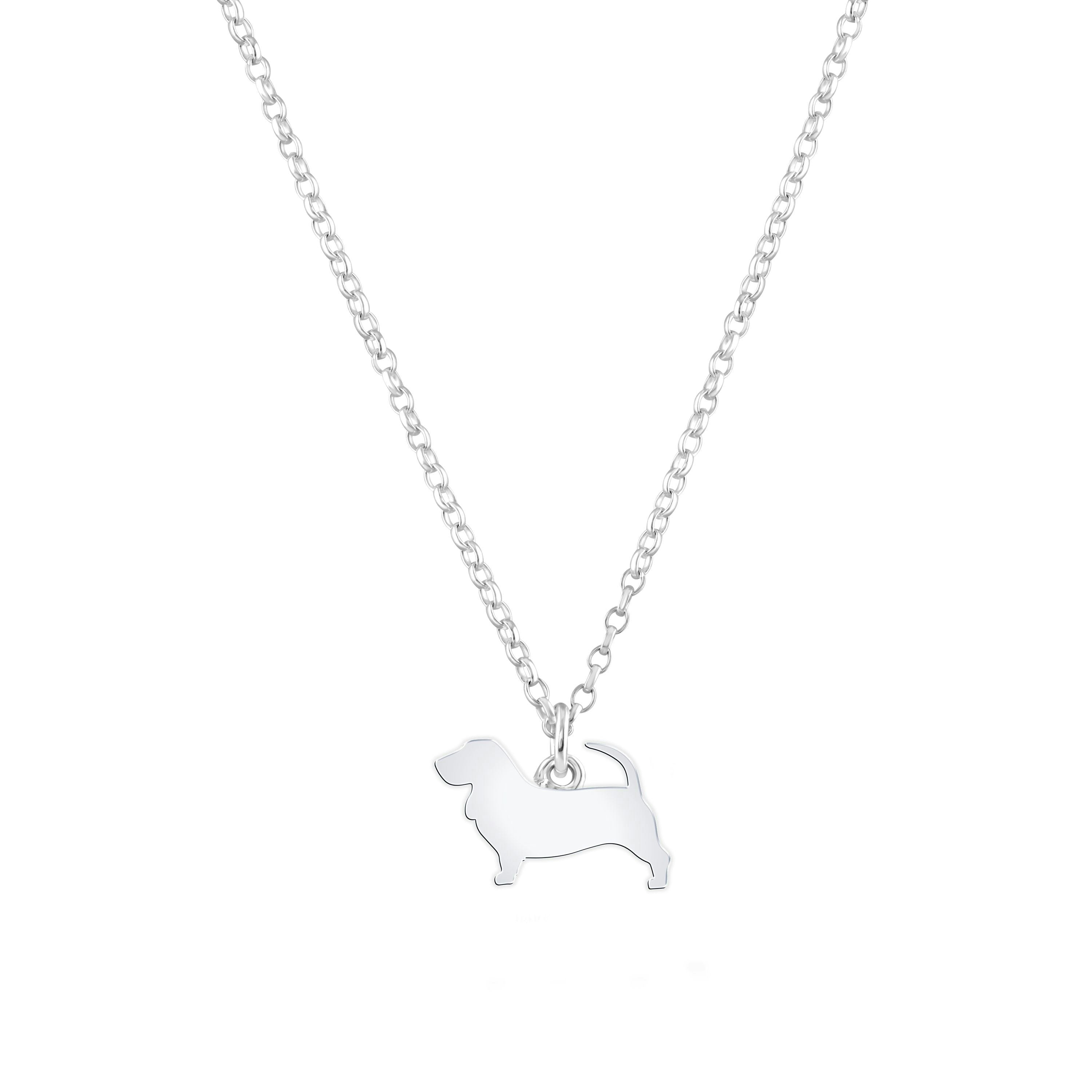 Mylee London Silver Basset Fauve De Bretagne Silhouette Necklace - Personalised - Yes