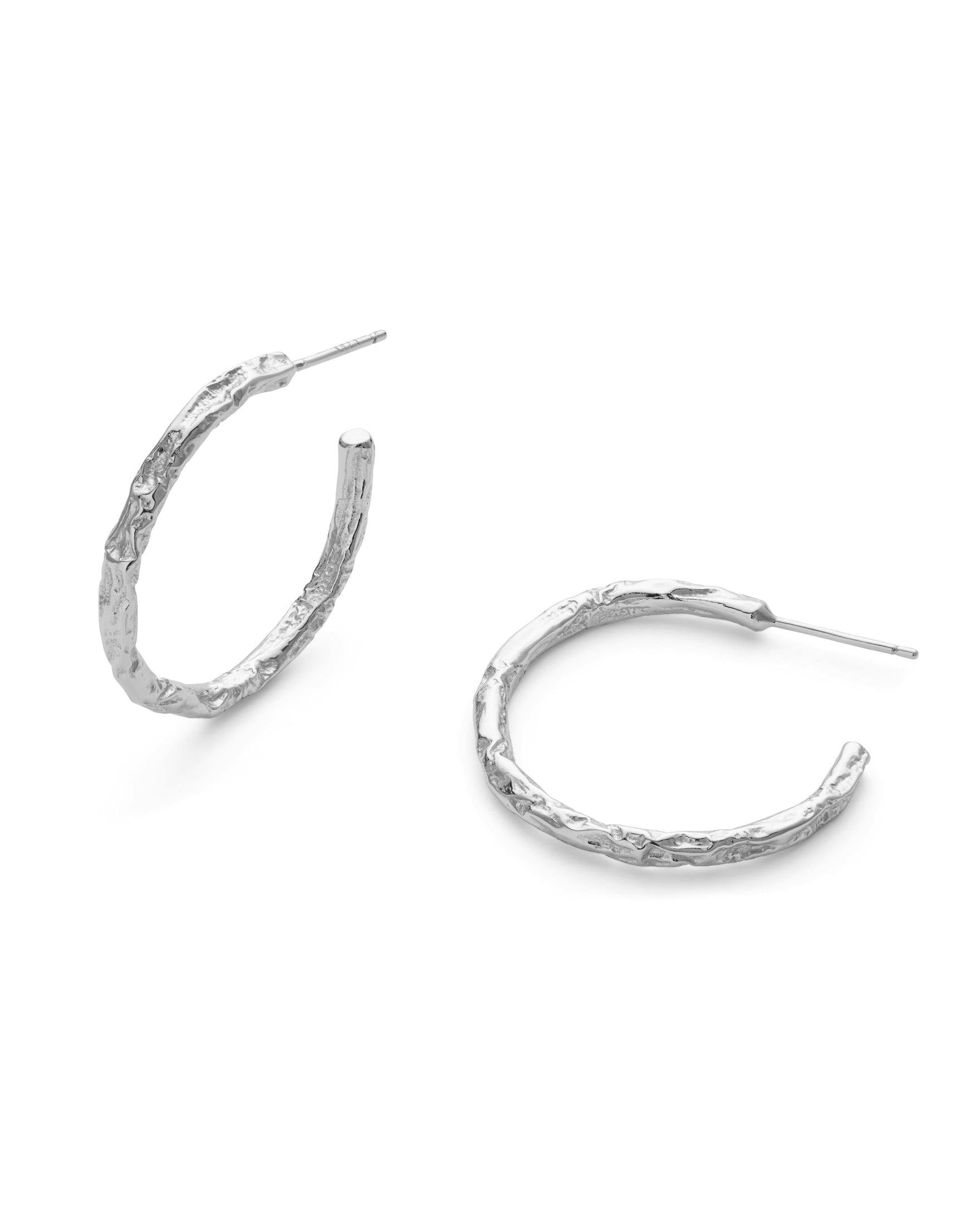 Elk & Bloom Women's Silver Sterling Thin Hoop Earrings - No Thank You