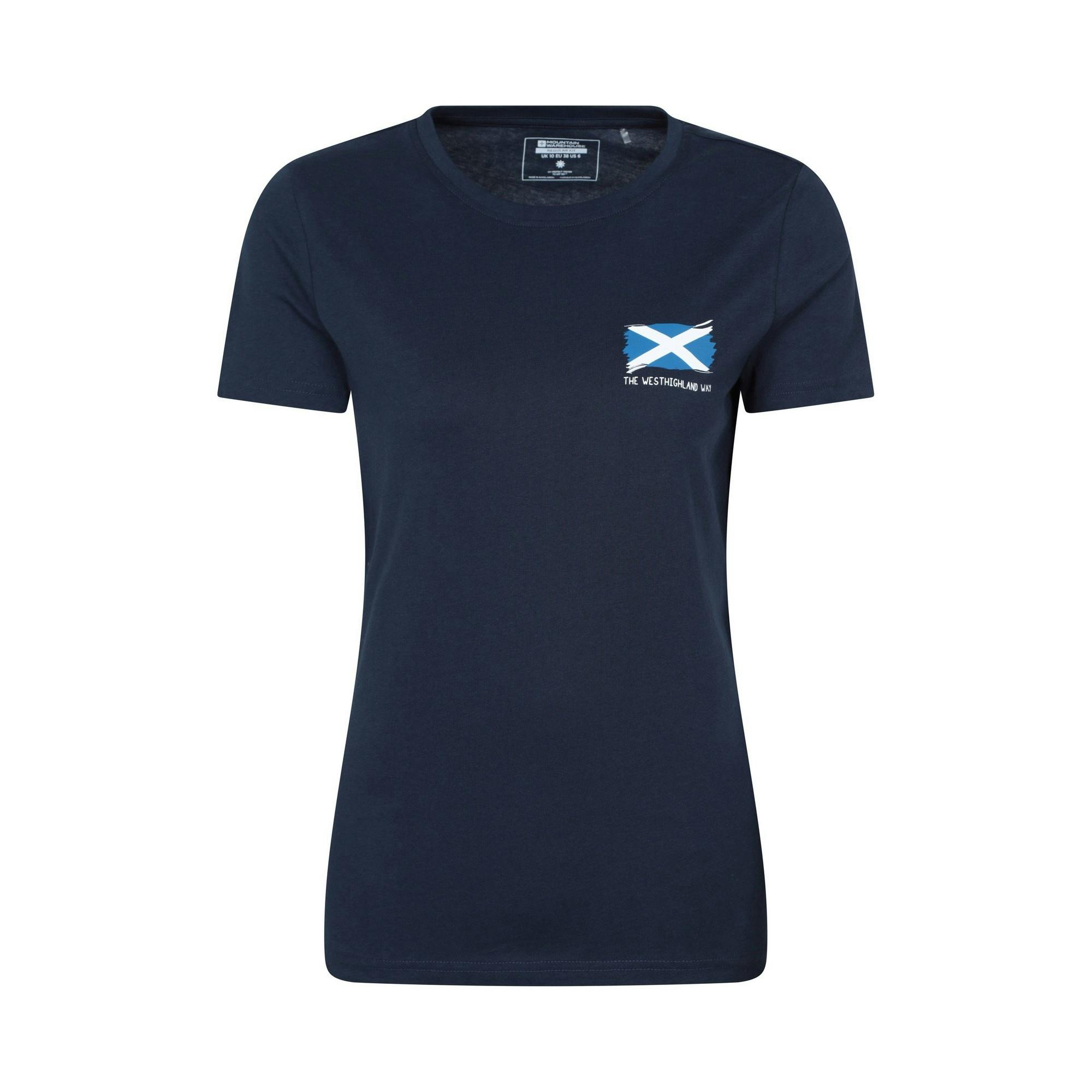 Mountain Warehouse Women's West Highland Way T-Shirt - Navy - 20 Uk - Navy - 100% Organic Cotton