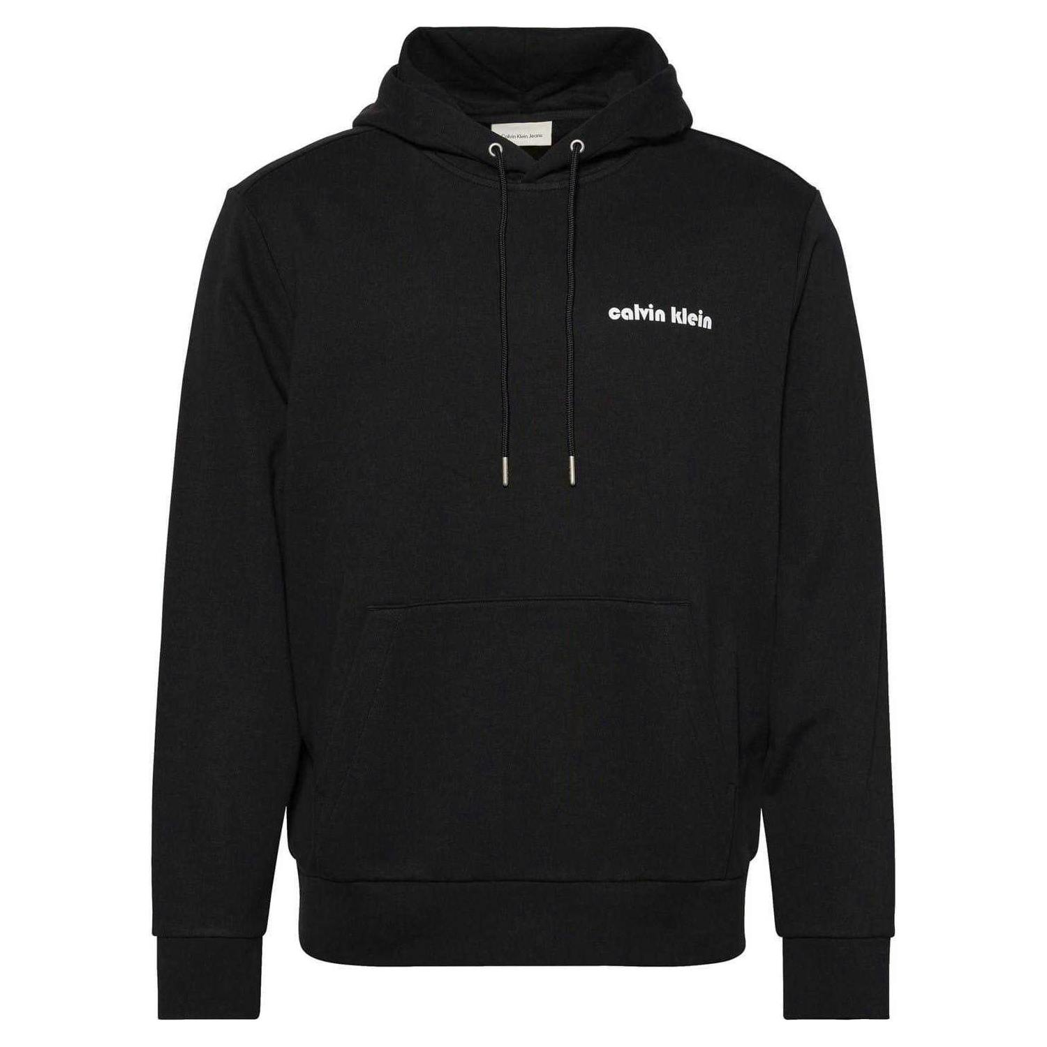 Calvin Klein Men's Black Relaxed Fit Hoodie - Xxl - 92% Cotton/8% Recycled Polyester