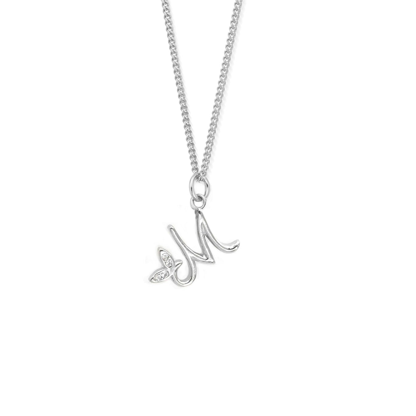 Say It With Silver Dainty Winged Initial Charm Necklace - Sterling - M