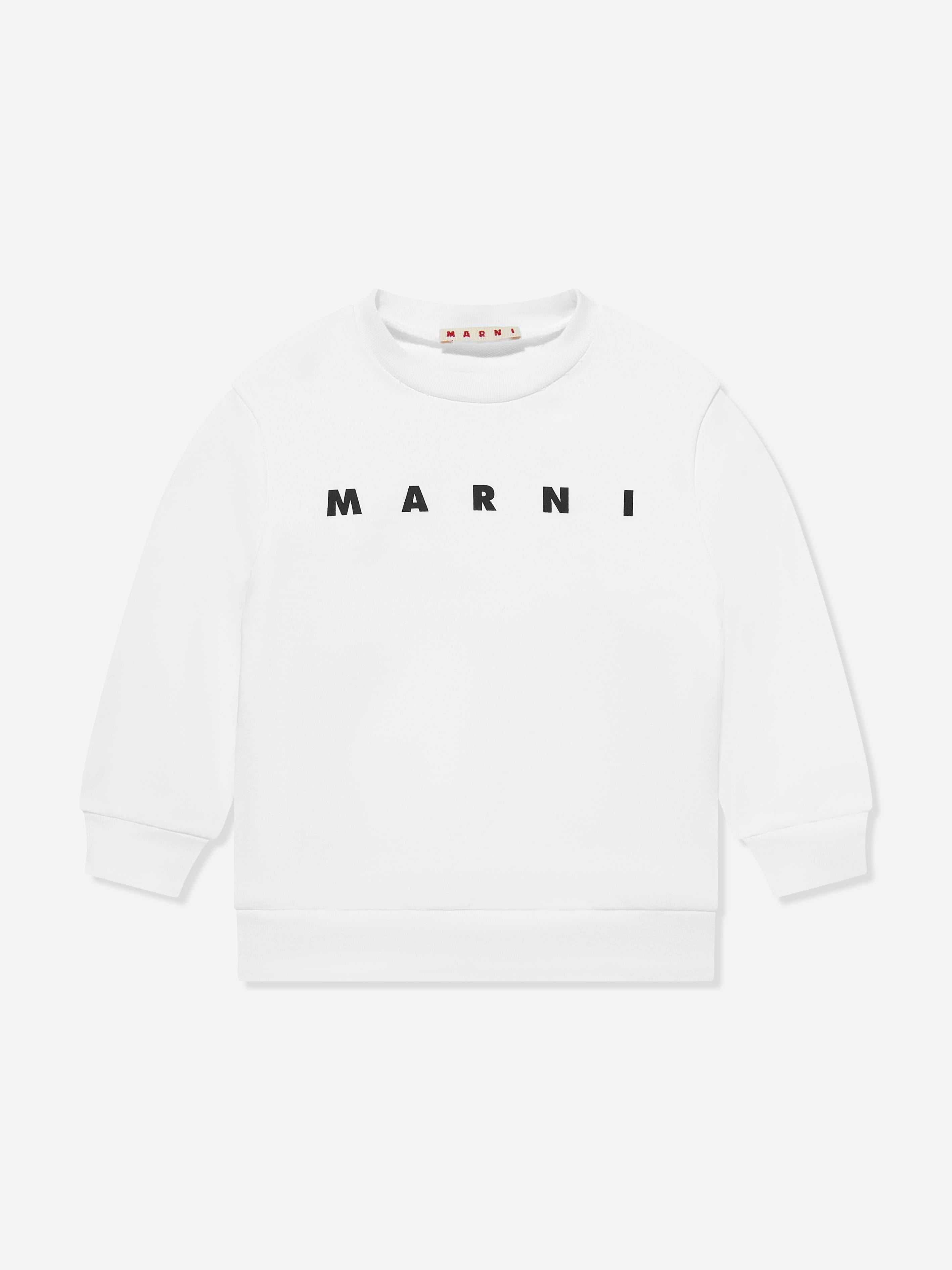 Marni Kids Unisex Kids White Logo Sweatshirt In - 14 Yrs