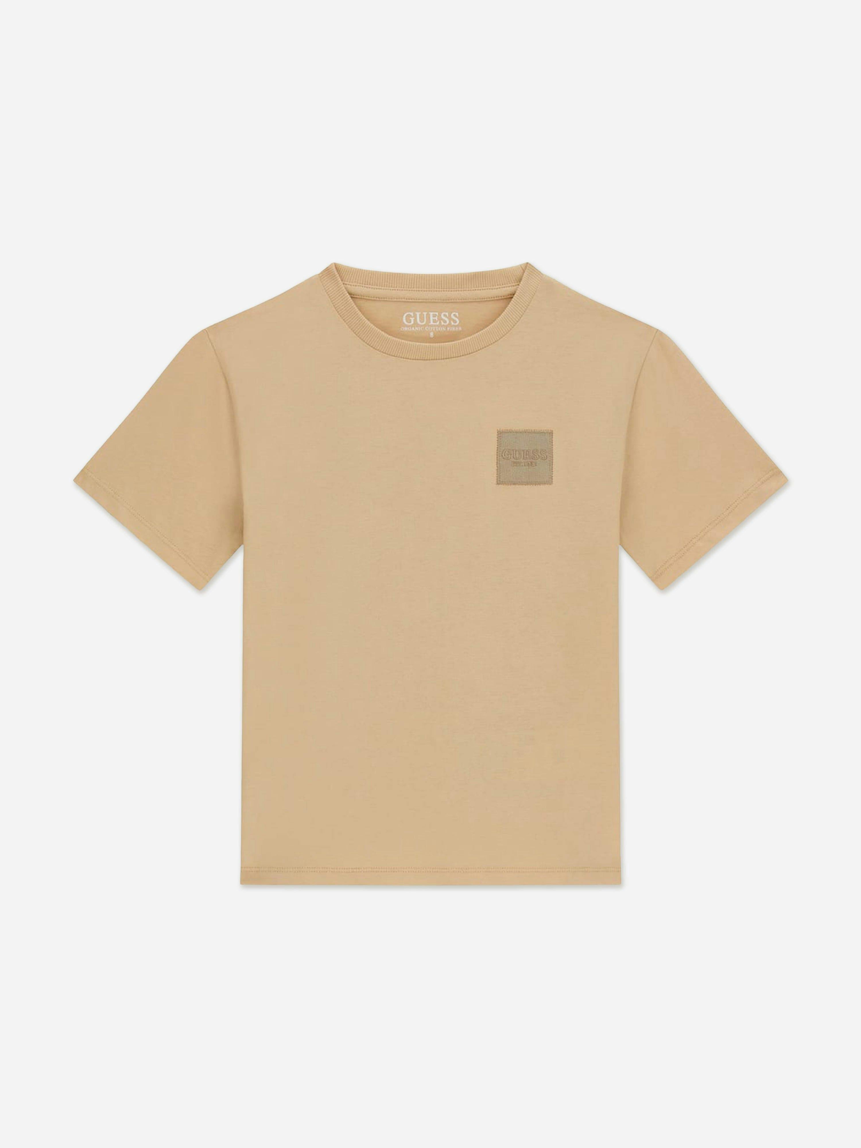 Guess Boys Beige Logo Badge T-Shirt In - 14 Yrs