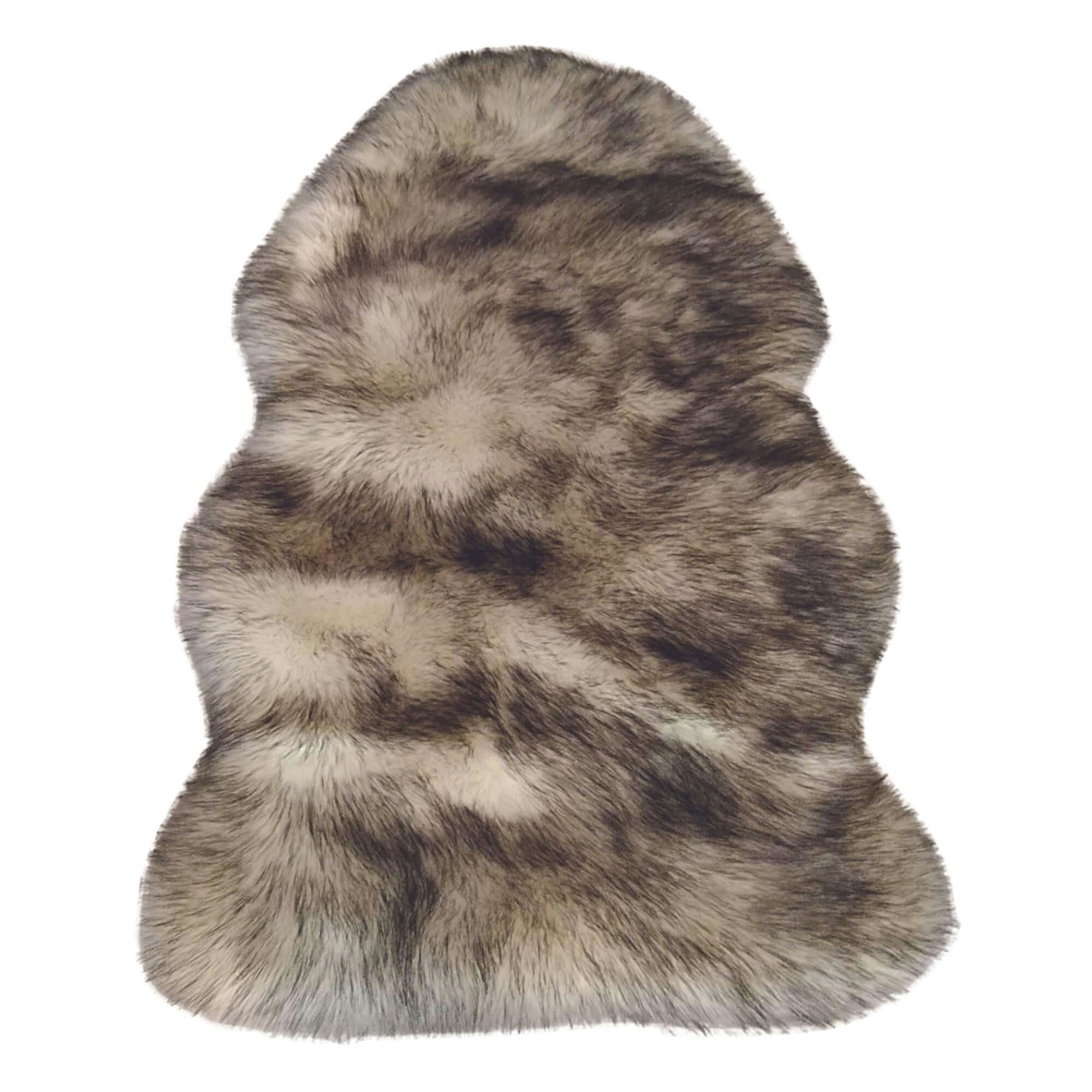 The Rugs Grey/Brown Luxury & Faux Fur Rug - 60X90 Cm
