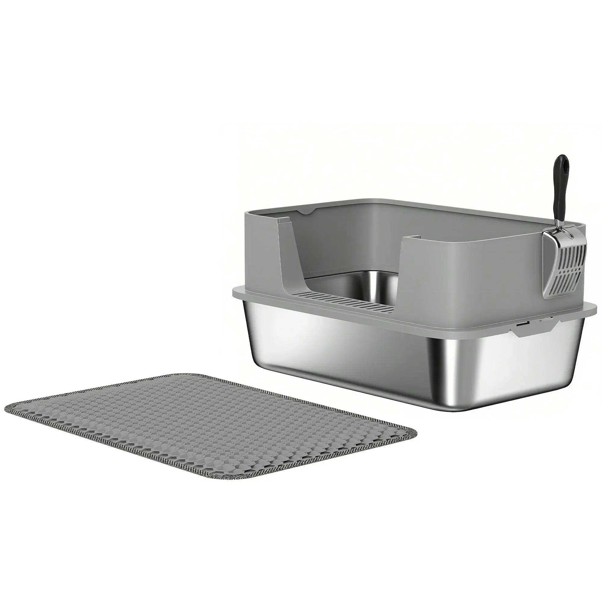 Cat Litter Tray Steel High Sided Stainless Scoop Home Care - Image 5