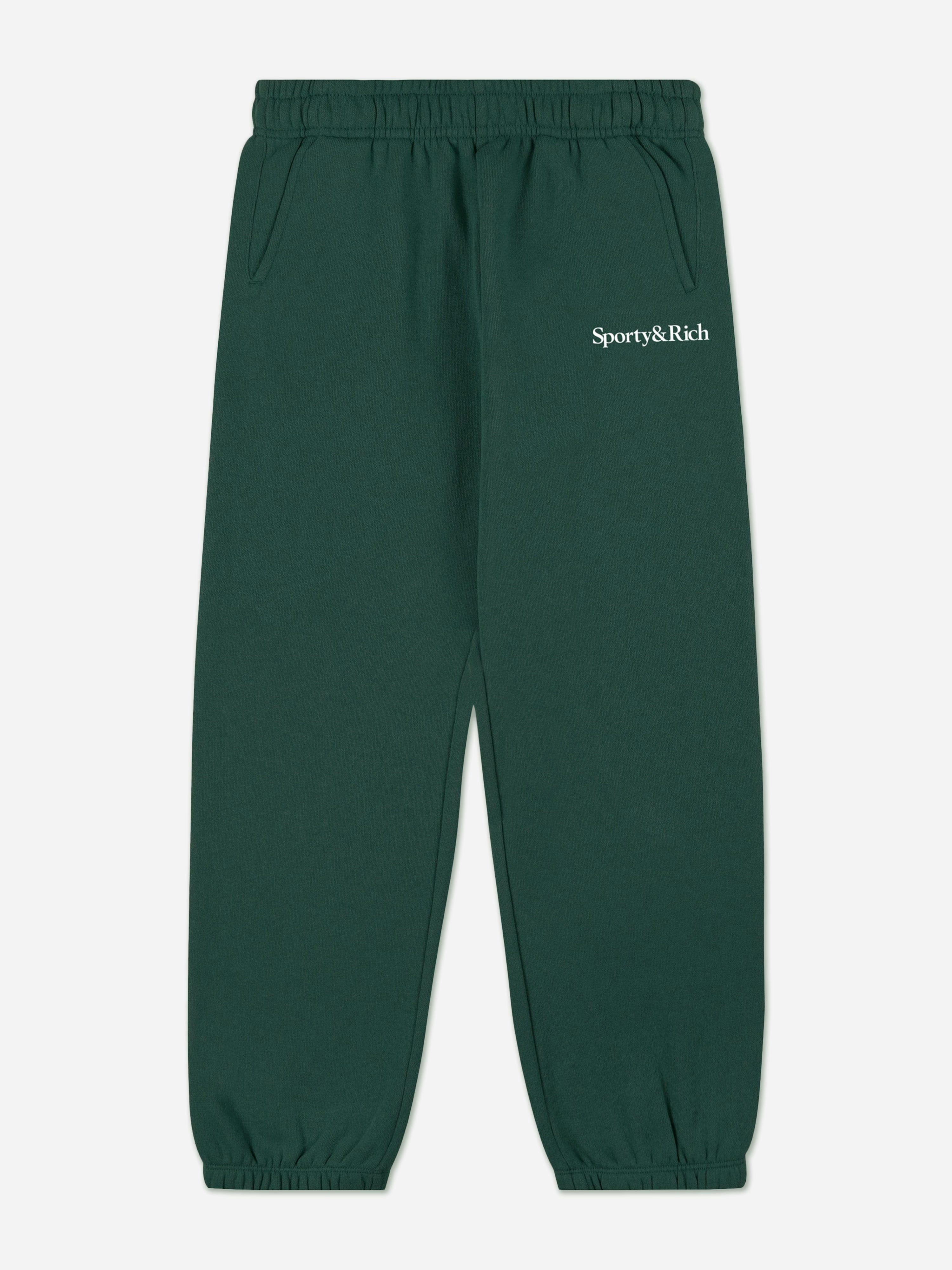 Sporty & Rich Unisex Kids Green Kids Serif Logo Joggers In - 10 - 12 Yrs