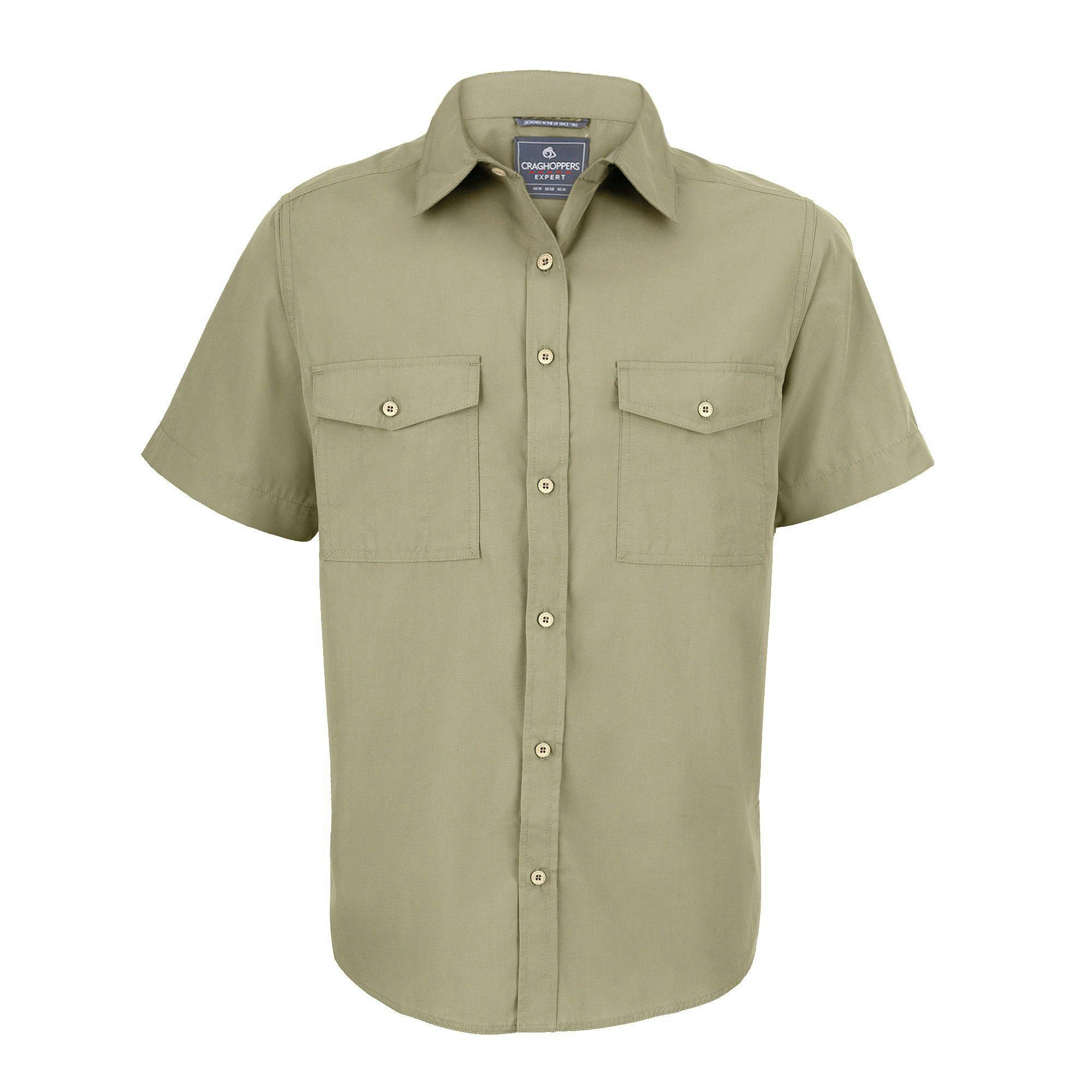 Craghoppers Men's Brown Expert Kiwi Short-Sleeved Shirt - Pebble - S - Pebble - 65% Polyester/35% Cotton