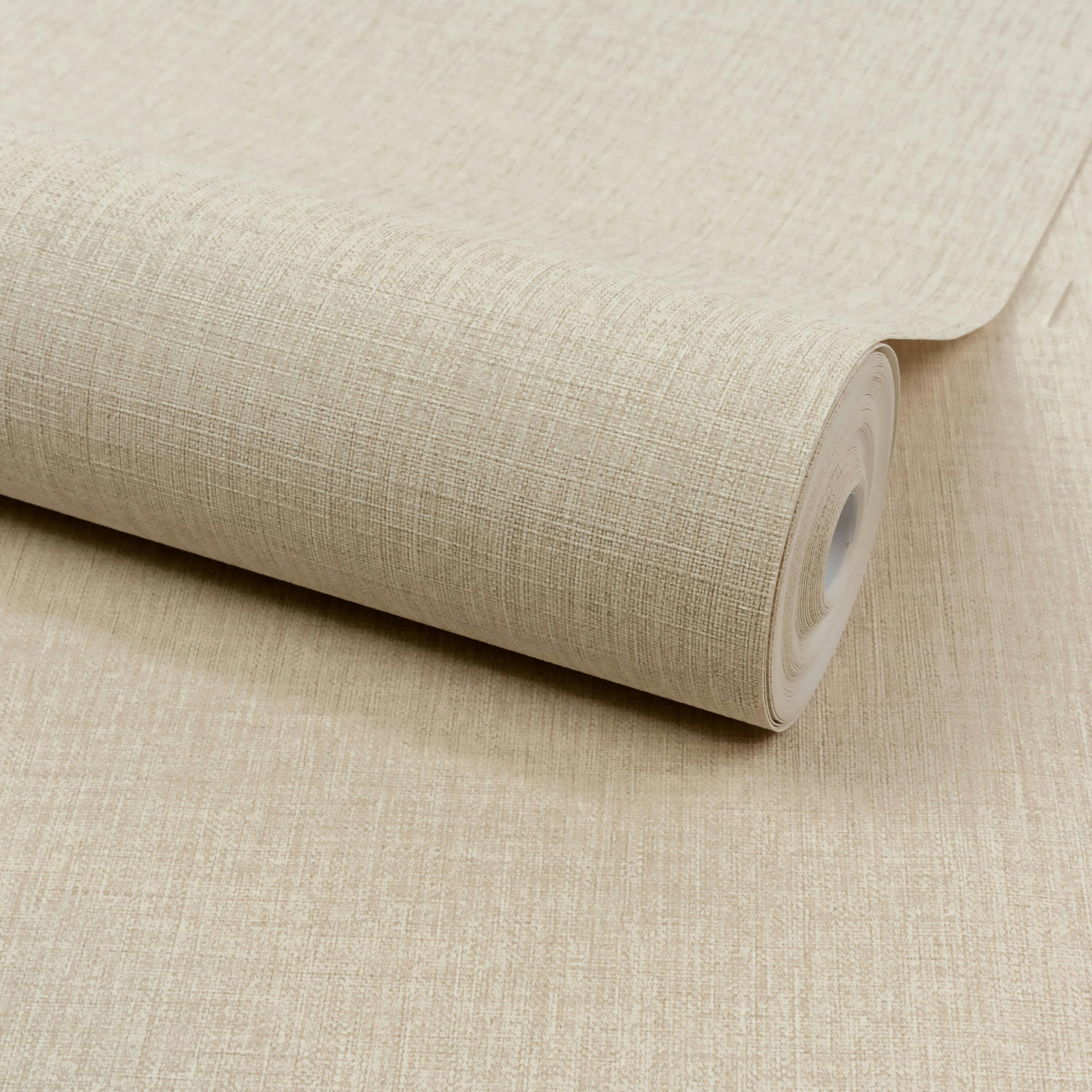 Rackhams Beige/Brown Boutique Trente Linen Effect Luxury Weight Embossed Wallpaper, Natural Linen