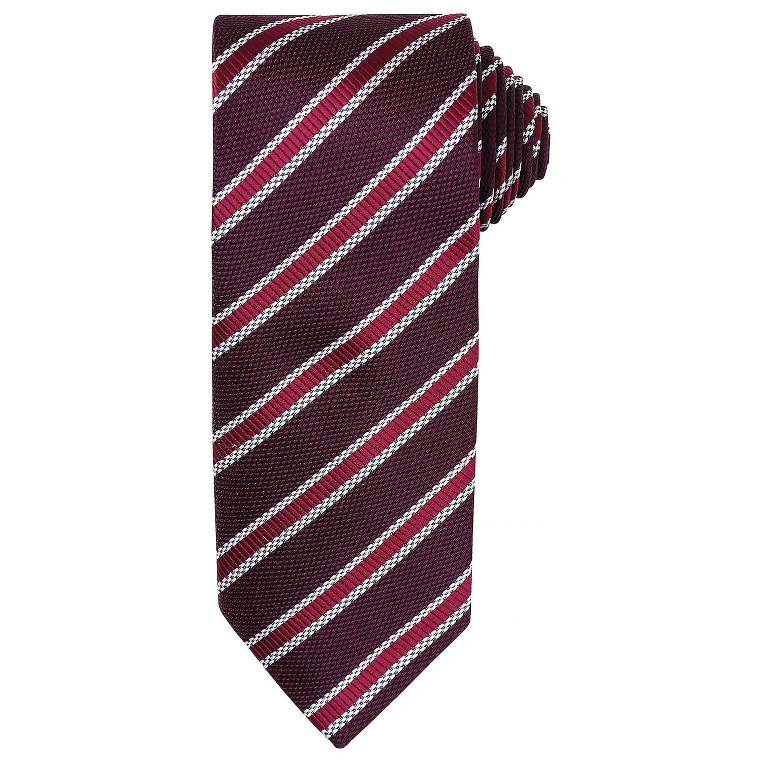 Premier Men's Dark Red Stripe Waffle Tie In - Image 3
