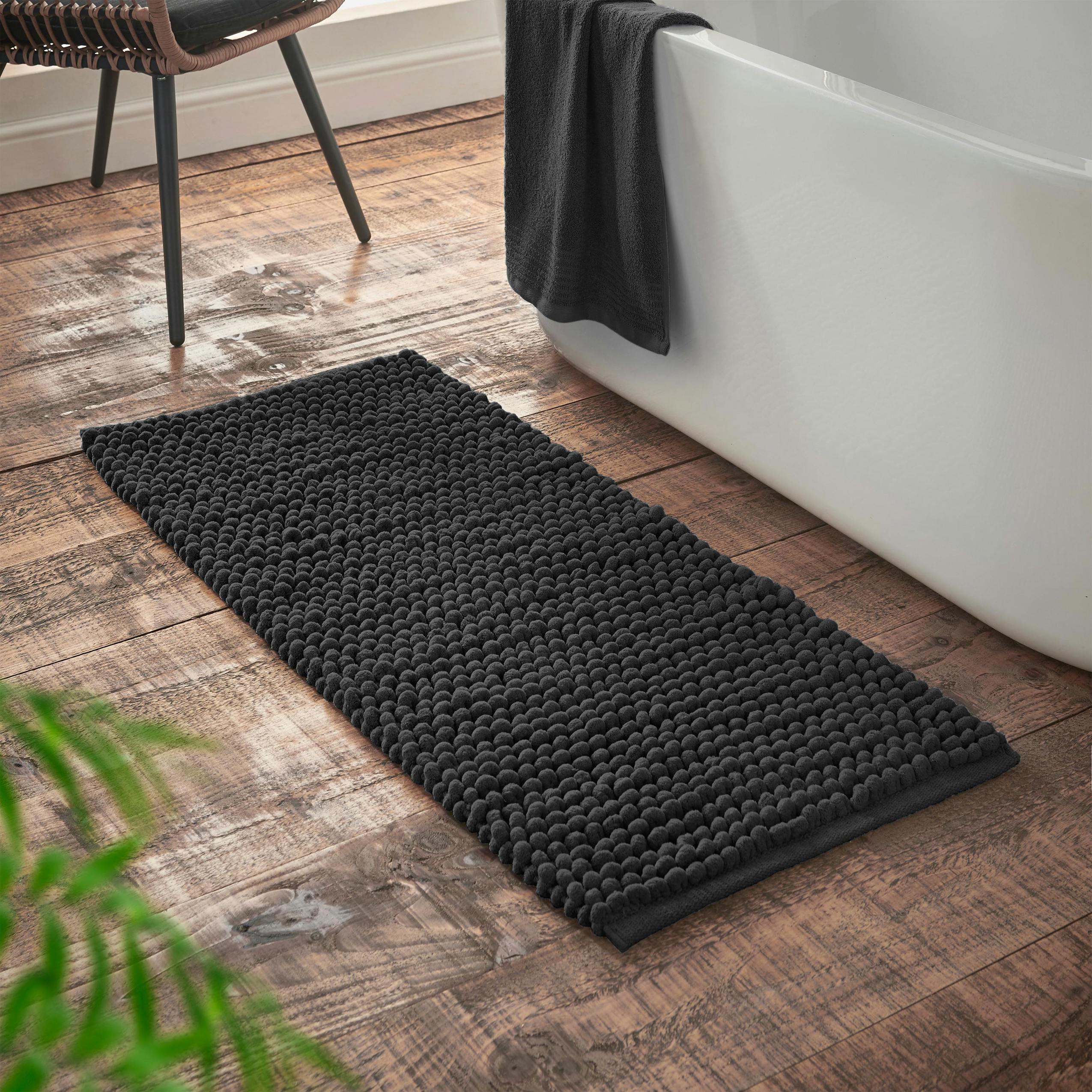 Rackhams Black Aspen Bobble Bath Mat - Bath Mat 50 X 120 Cm