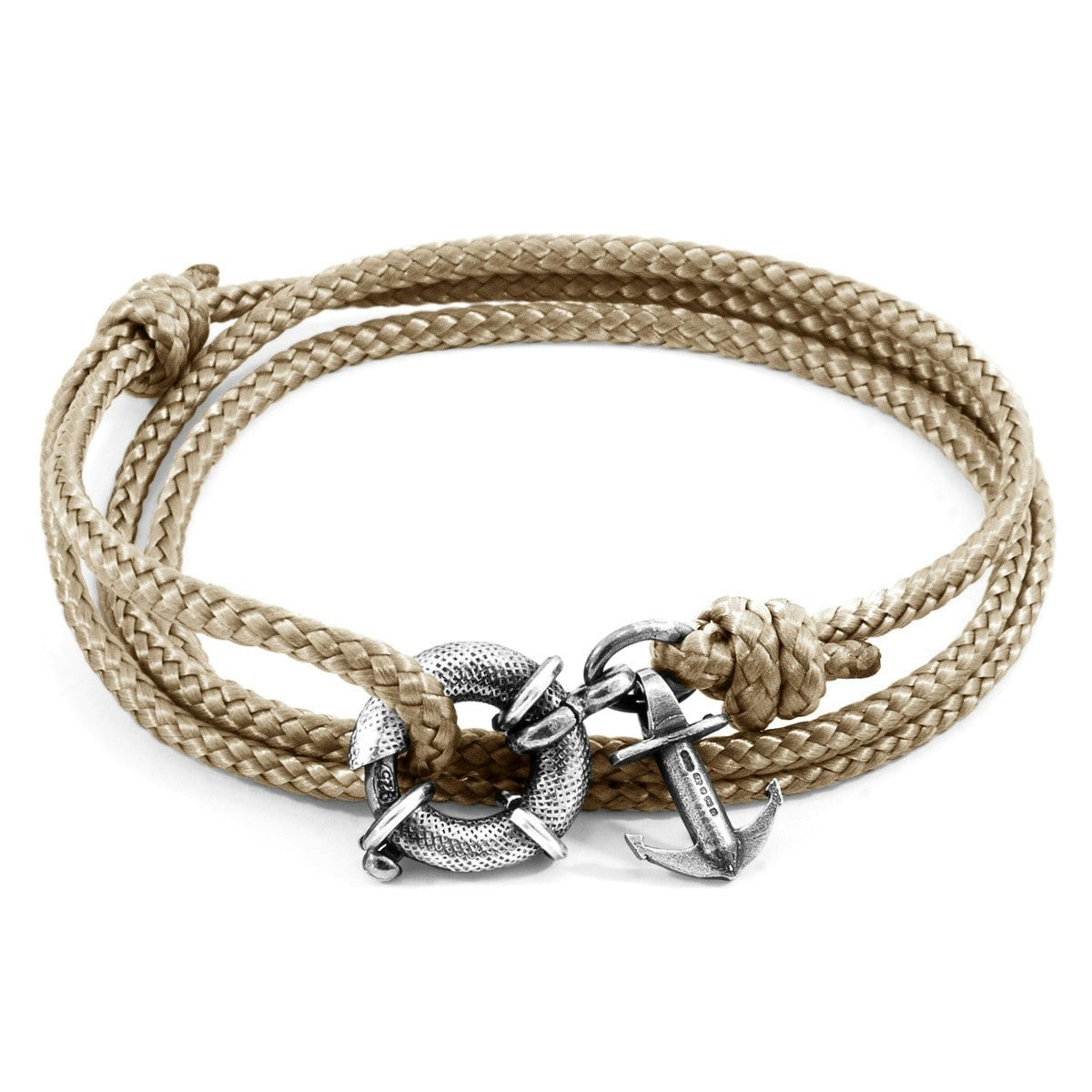 Anchor & Crew Brown/Silver Sand Clyde Anchor And Rope Bracelet