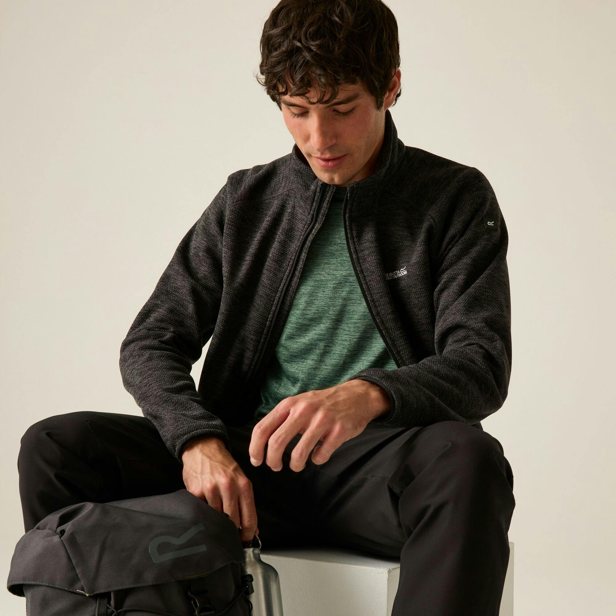 Regatta Men's Black Harrow Full Zip Fleece Jacket - Marl - 4XL - Marl - 70% Polyester/30% Recycled Polyester
