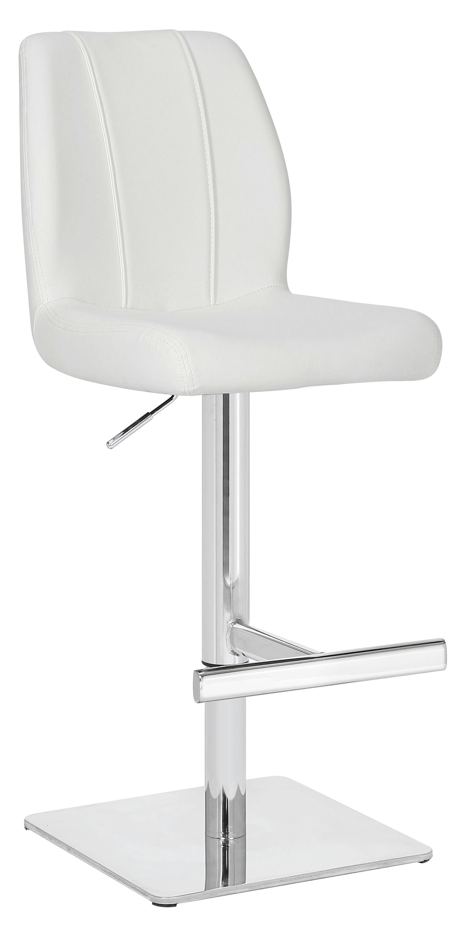 Lamboro White Ravenna Deluxe Breakfast Bar Stool, Chrome Footrest, Height Adjustable Swivel Gas Lift, Home Bar & Kitchen Barstool,