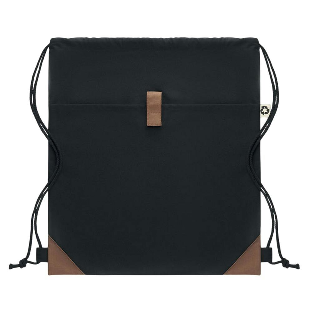 Midocean Black Panda Recycled Cotton Drawstring Bag - One Size