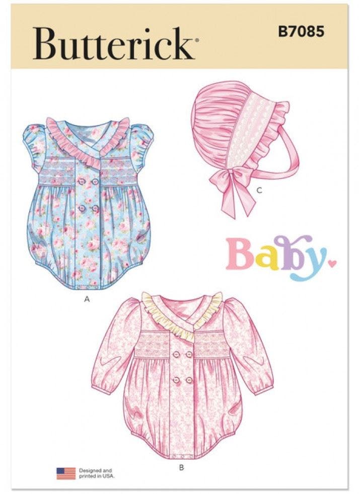 Butterick Sewing Pattern 7085, Jumpsuits For Baby, A (Xs-S-M-L) - Intermediate - A (Xs-S-M-L)