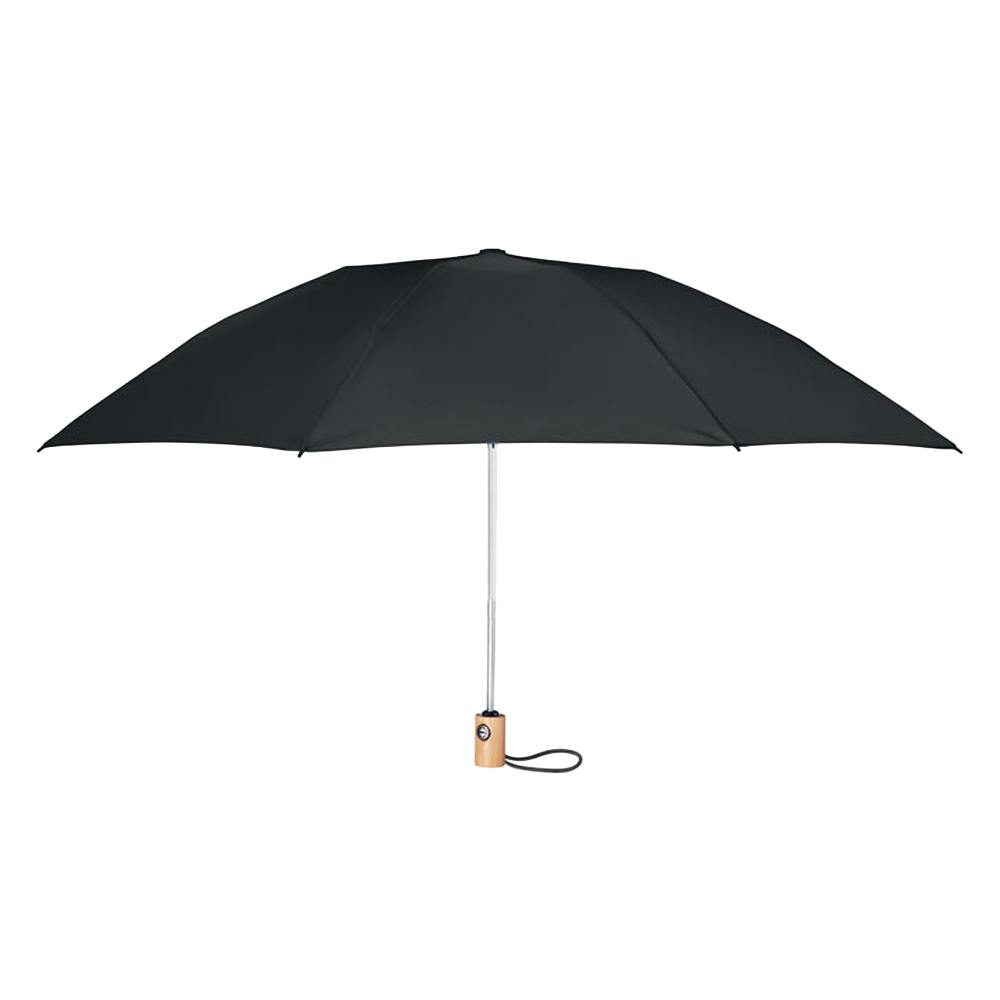 Midocean Black Leeds Bamboo 190T Folding Umbrella - One Size - 100% Mixed