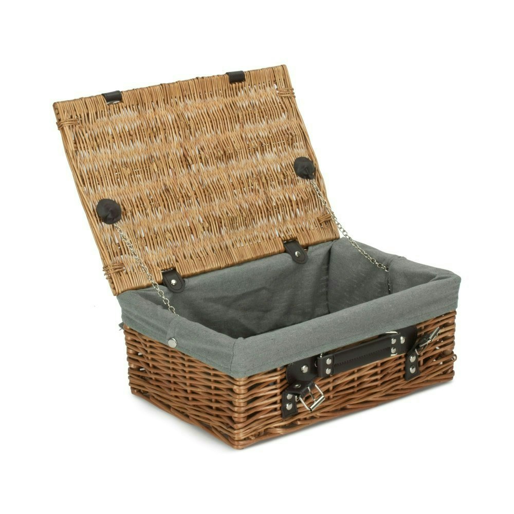 Rackhams Grey 36Cm Double Steamed Willow Wicker Picnic Basket