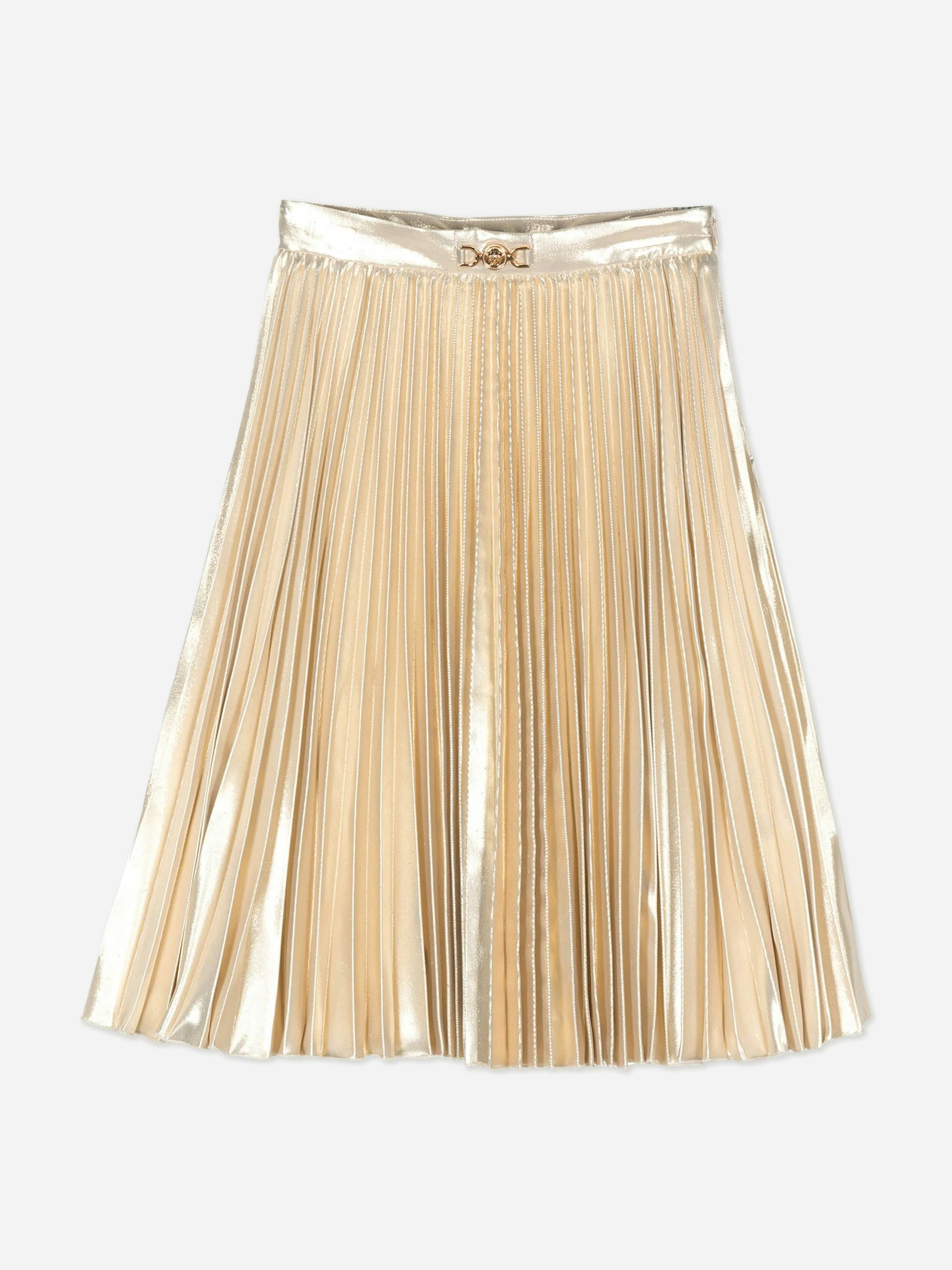 Versace Girls Gold Pleated Skirt In - 6 Yrs