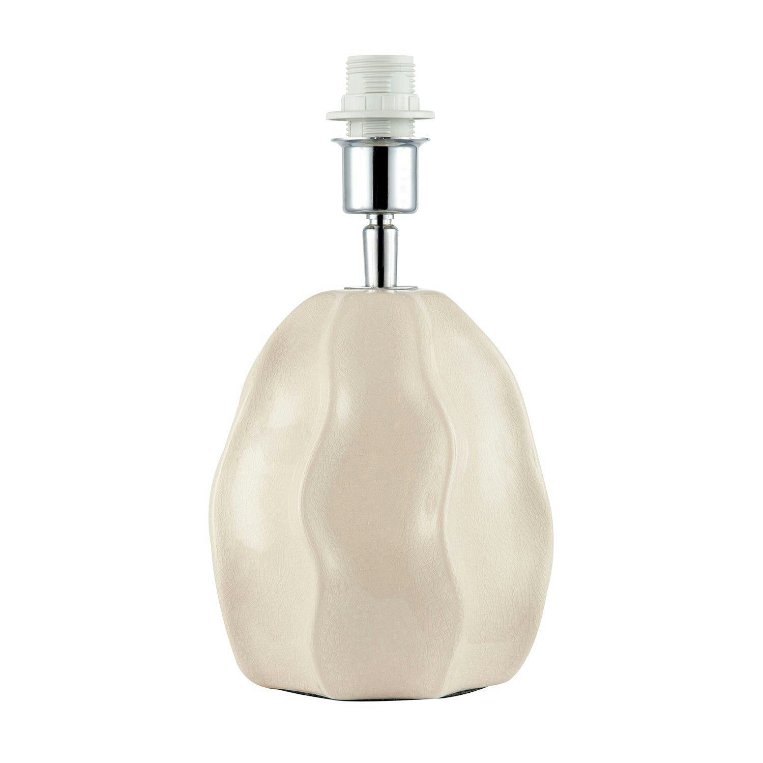 Rackhams Cream Gloss Ceramic Ripple Effect Table Lamp Base With Crackle Design