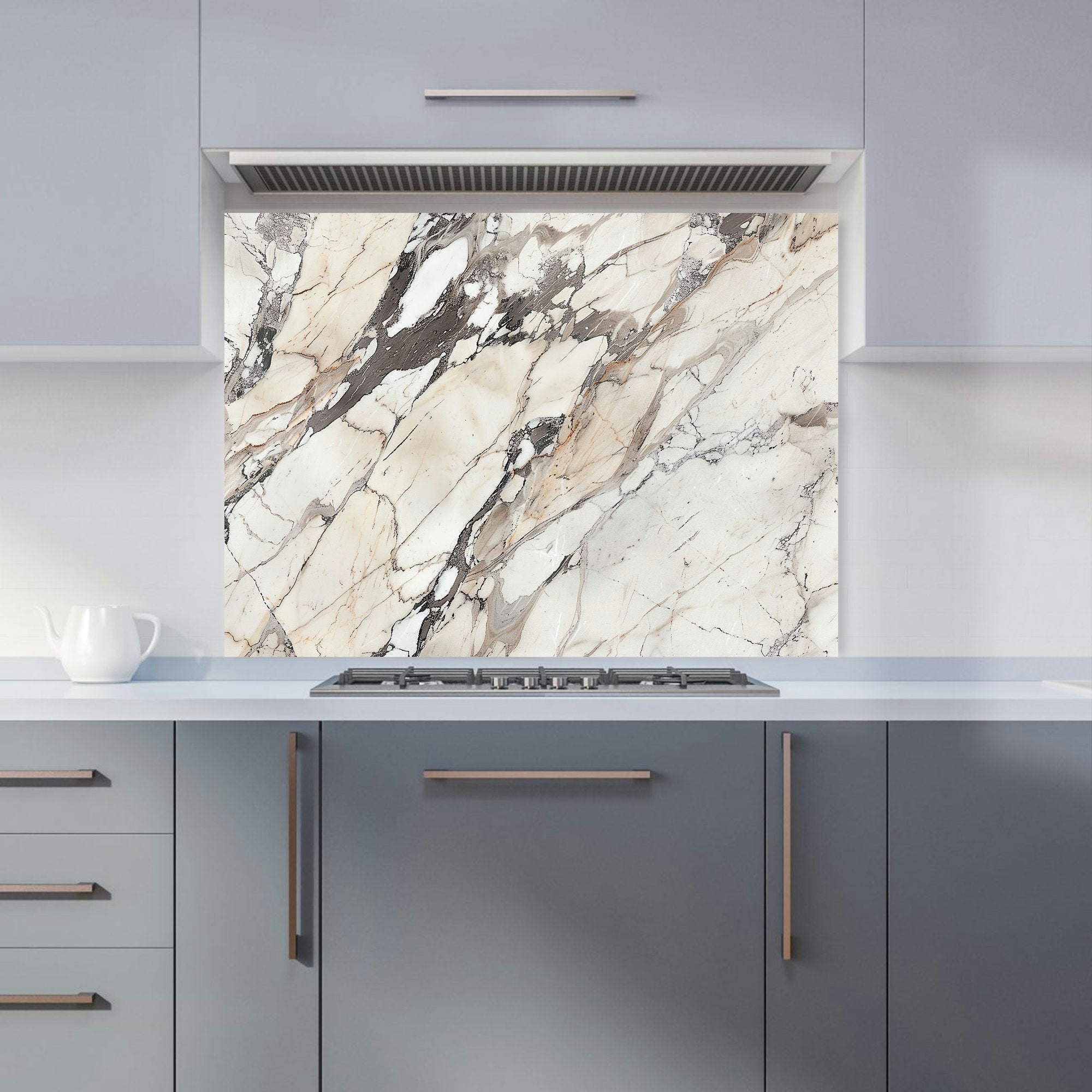 Warren Reed White - Designer Off Marble Effect Kitchen Splashback - W900mm X H650mm