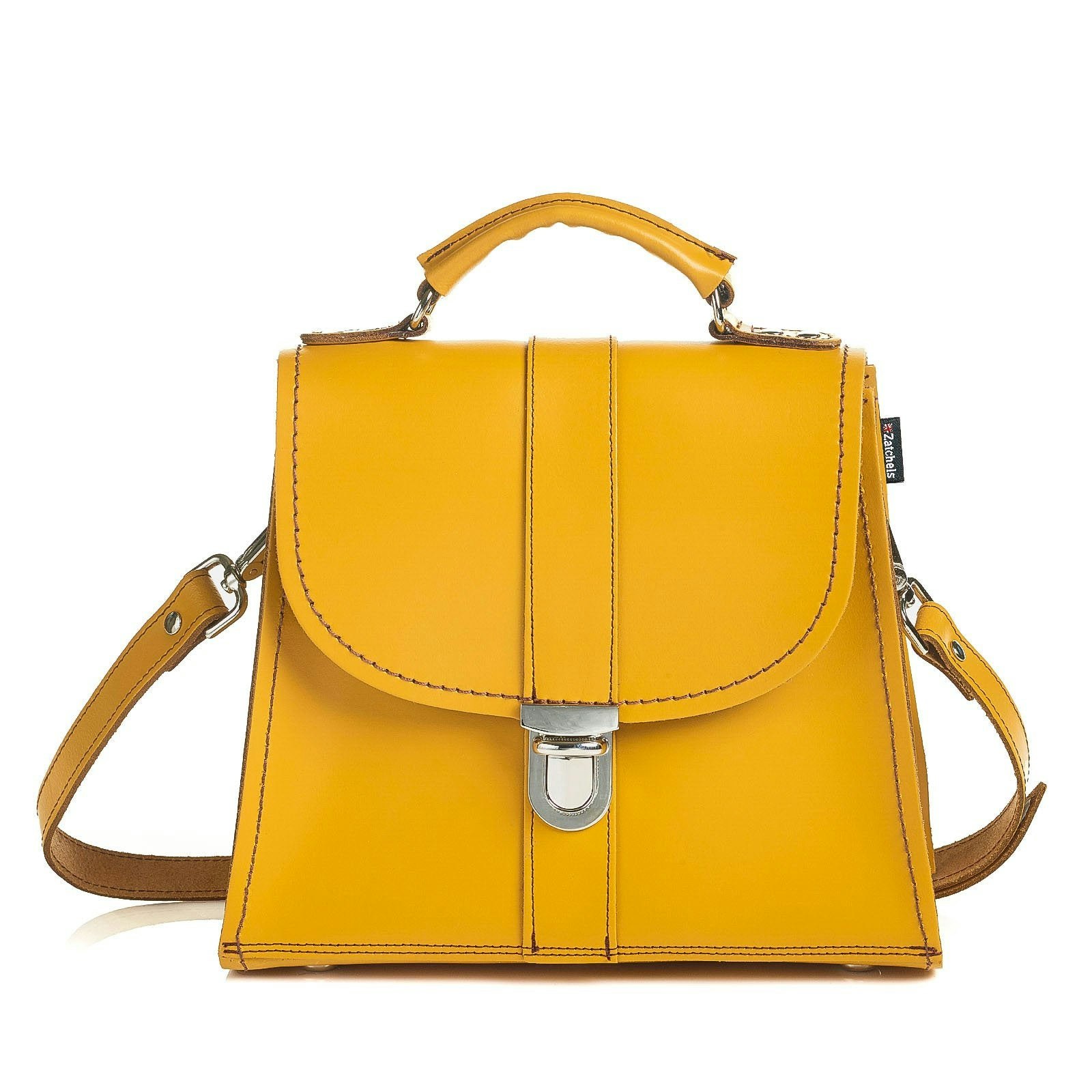 Zatchels Yellow Handmade Leather Cross Body Bag - Ochre