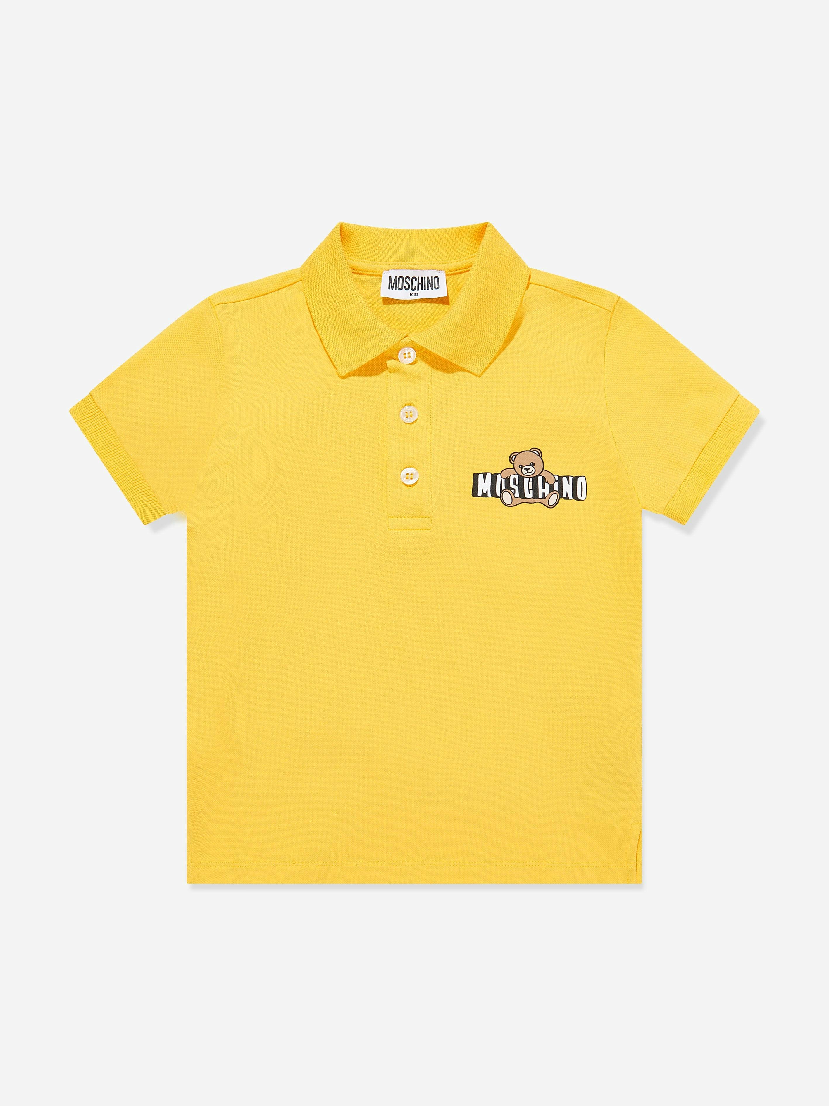 Moschino Kids Boys Yellow Moschino Teddy Bear Logo Polo Shirt In - 5 Yrs