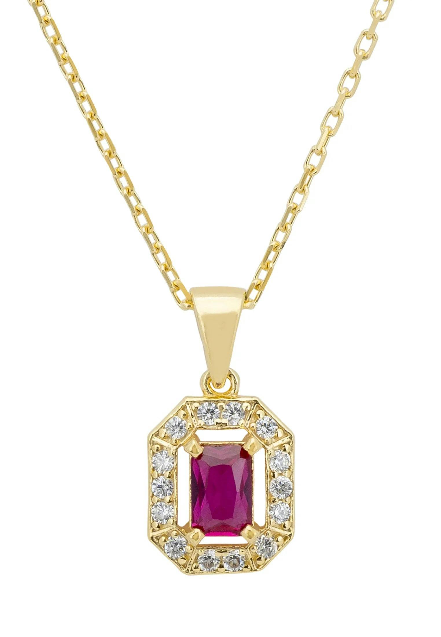 Latelita Gold Whistledown Gemstone Pendant Necklace Ruby
