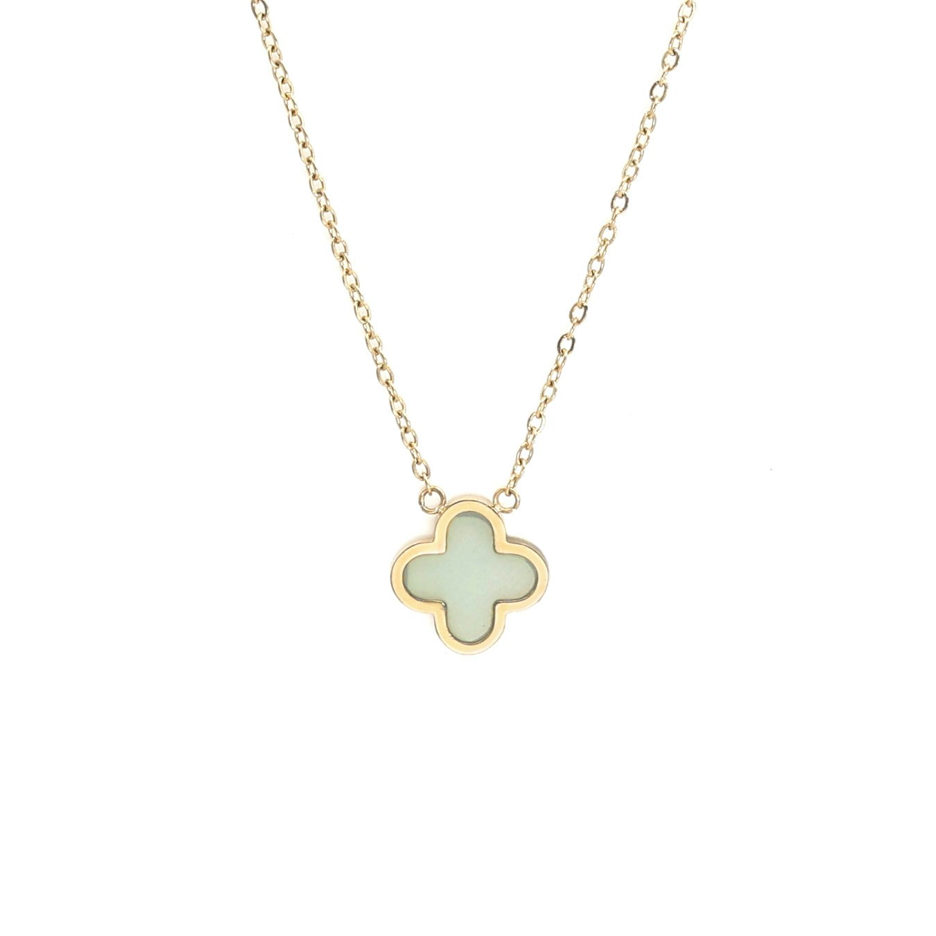 Say It With Yellow/Gold Jade Crystal Clover Necklace - Plated