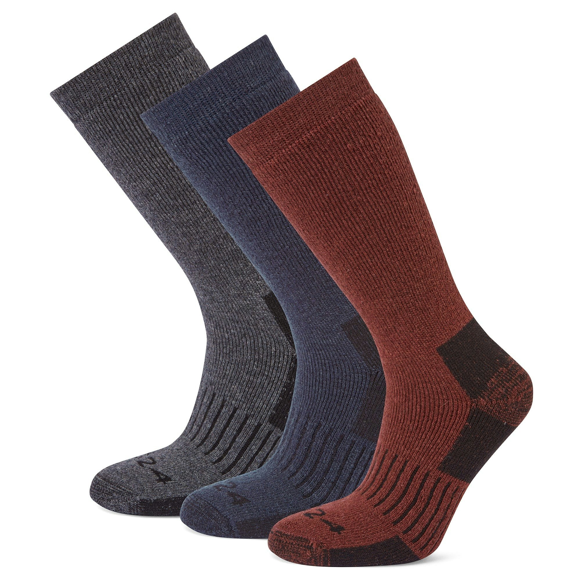Tog24 Men's Dark/Grey Villach Trekking Socks (Pack Of 3) - Dark Grey Marl/Port/Dark Indigo - - - Dark Grey Marl/Port/Dark Indigo Size 9