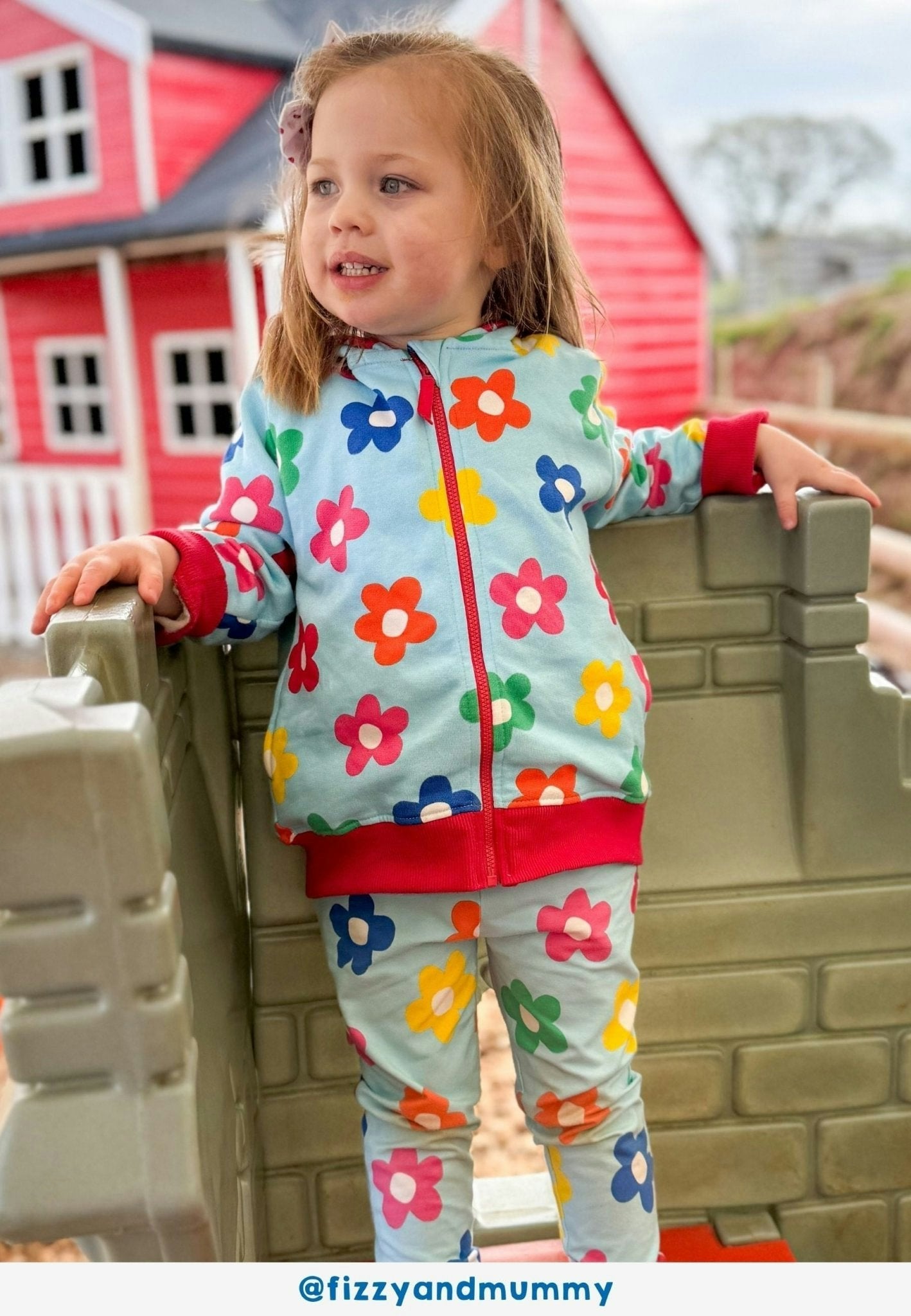 Toby Tiger Blue Organic Rainbow Bloom Print Leggings - 6-7Y / 122Cm