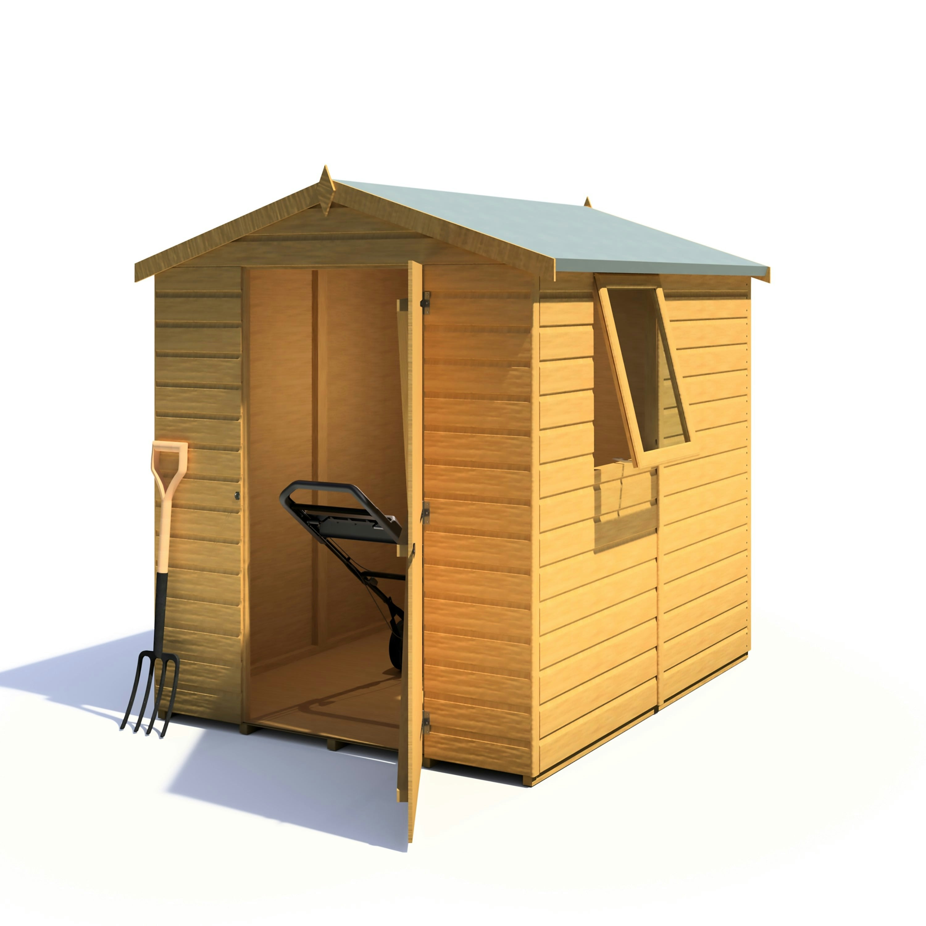 Rackhams Light/Green Shiplap Apex 7X5 12Mm Interlock Clad Wooden Shed
