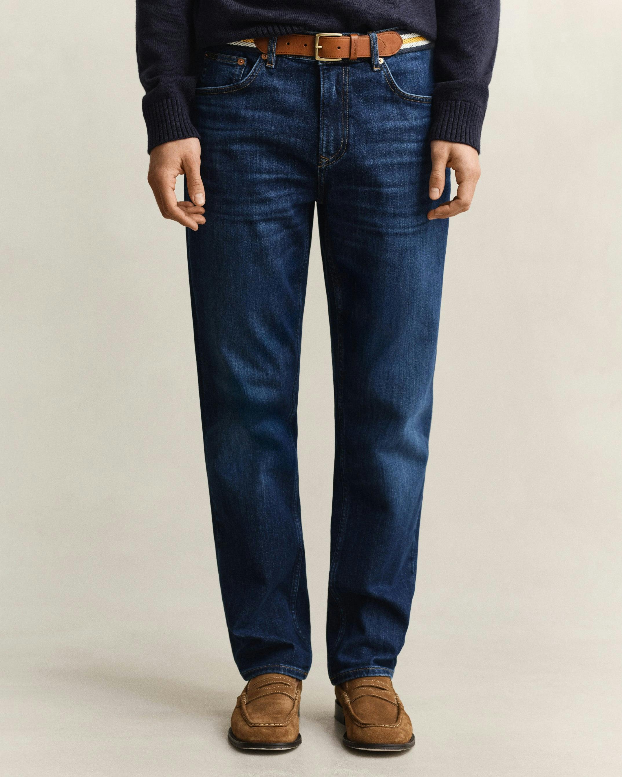Gant Men's Blue Regular Fit Jeans - 971 Mid Worn In - 971 Mid Worn In - W36 L32