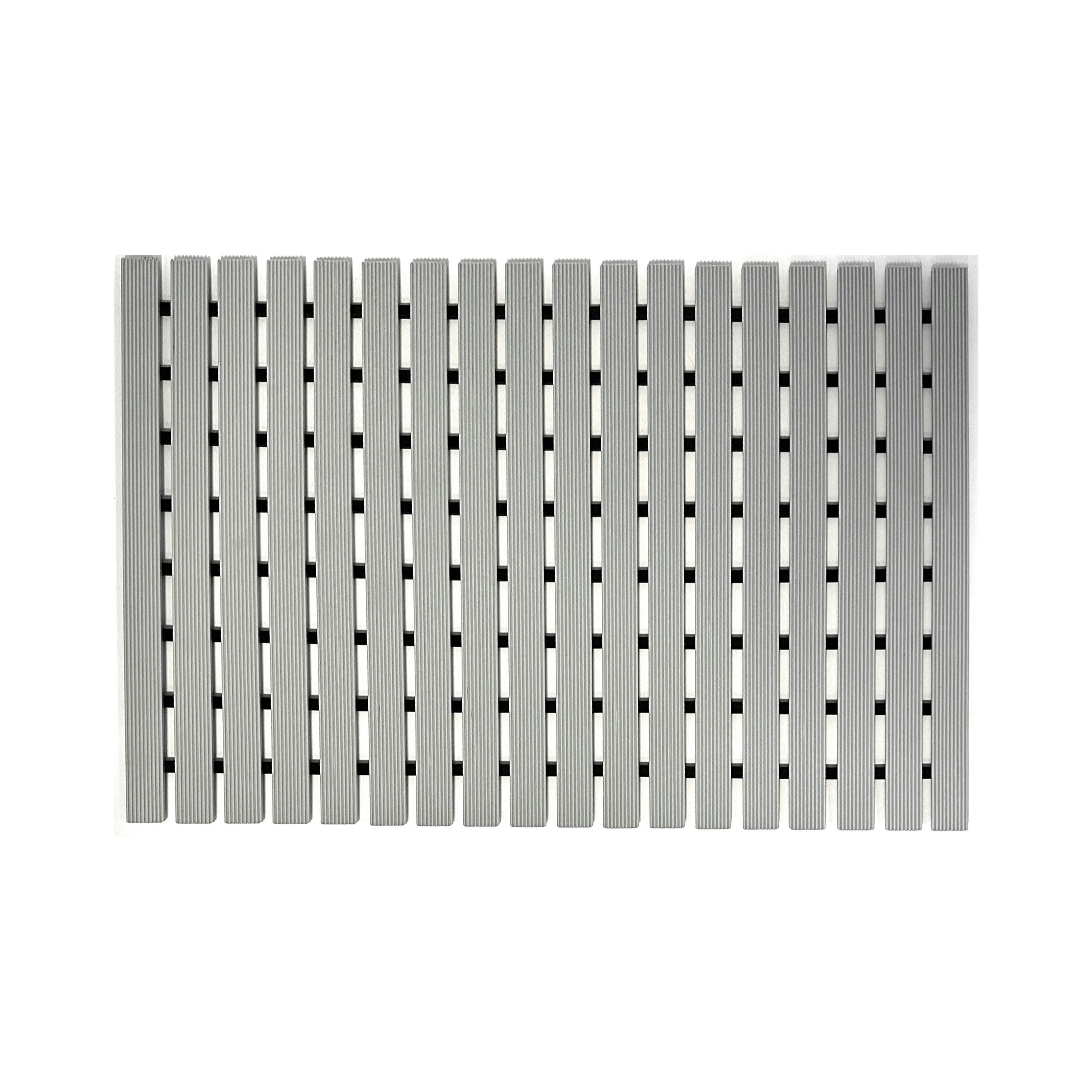 Rackhams Grey Non-Slip Pvc Duckboard Shower Mat - Vertical Slats - 43Cm X 64Cm - Image 2