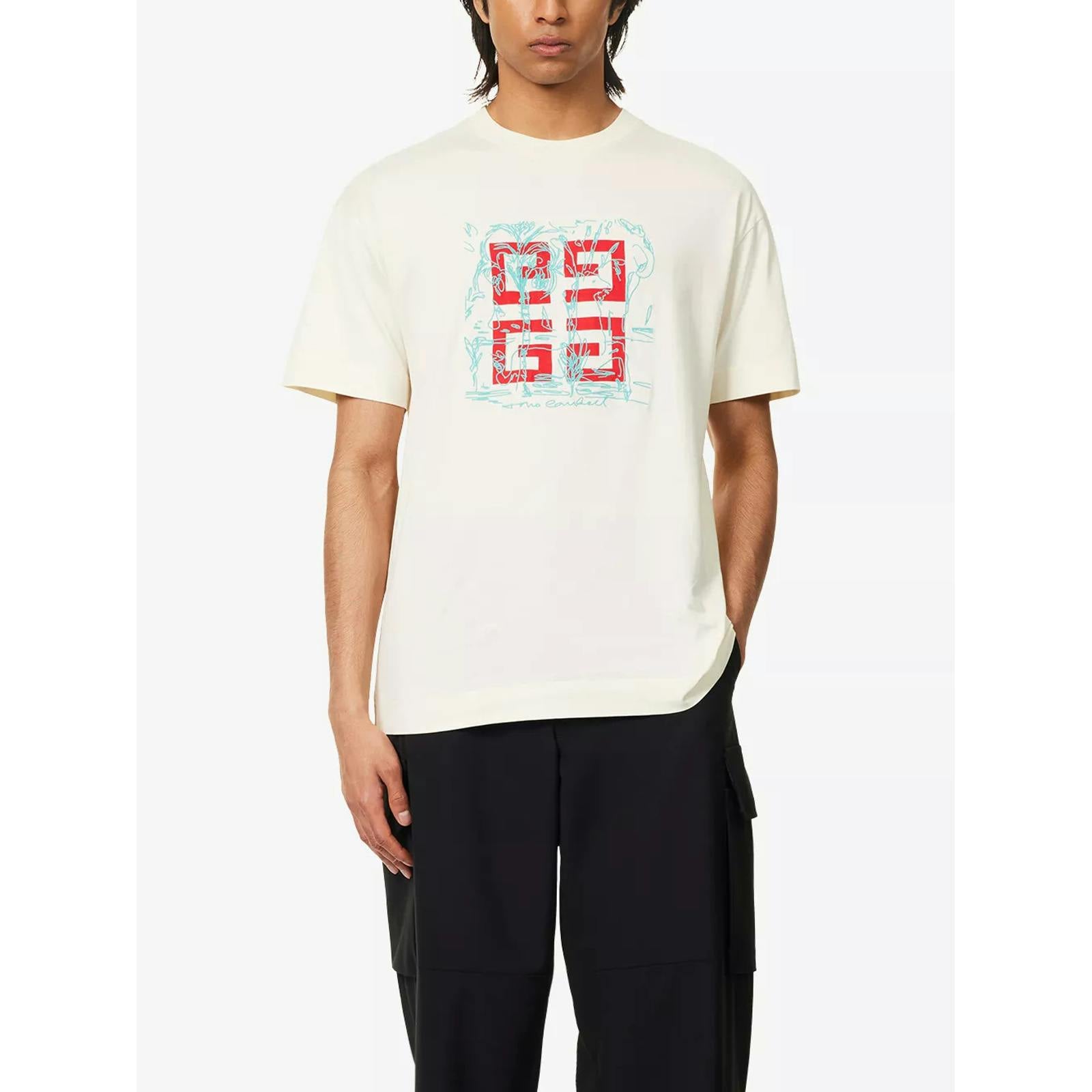 Givenchy White Embroidered 4G Logo Print T-Shirt In - Xl