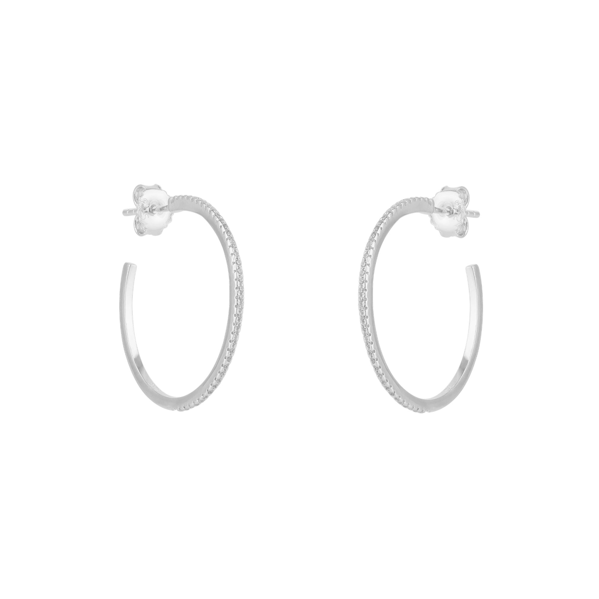 Spero London Silver Sterling Stud Hoop Earring