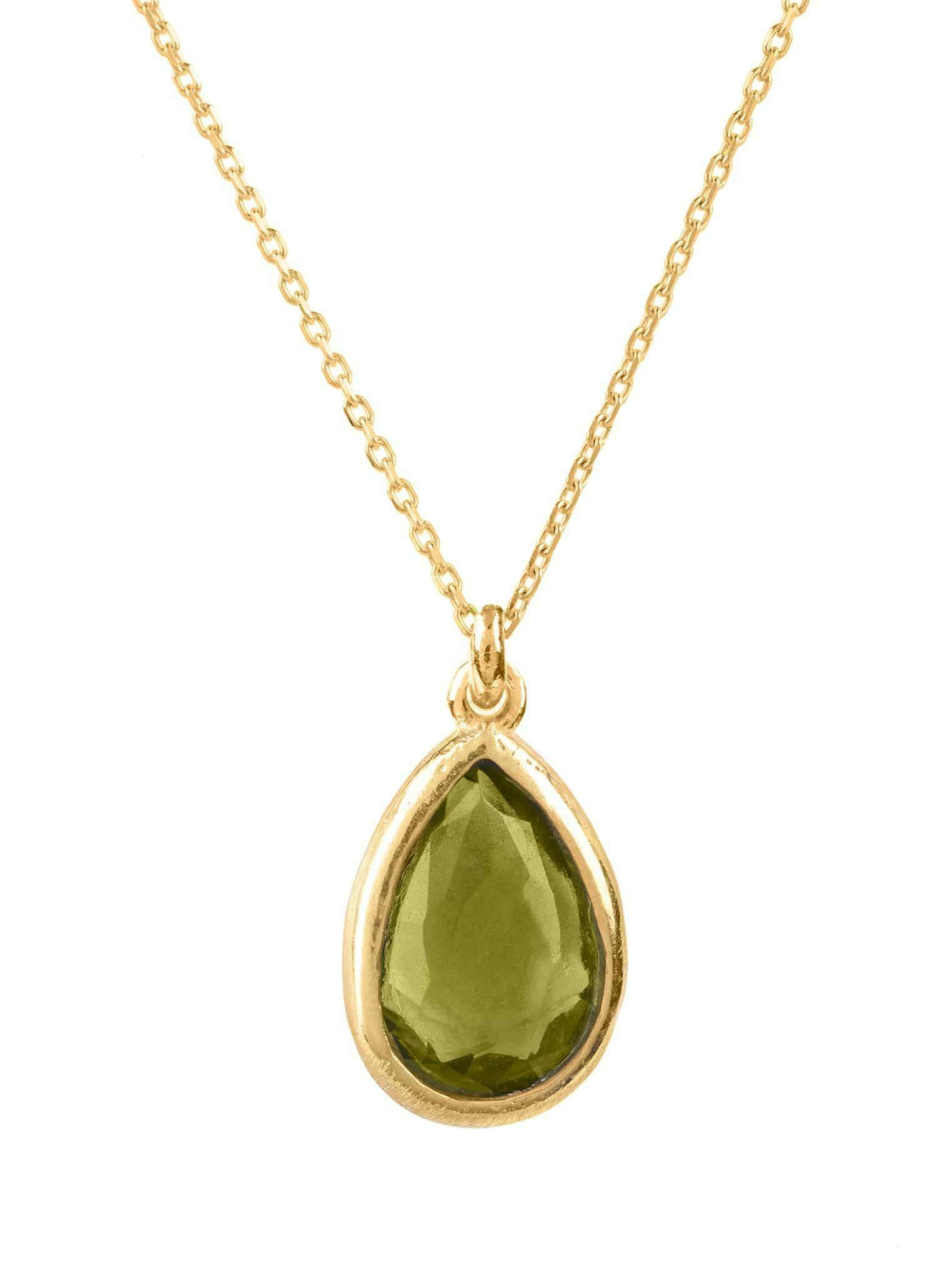 Latelita Gold Pisa Mini Teardrop Necklace Peridot