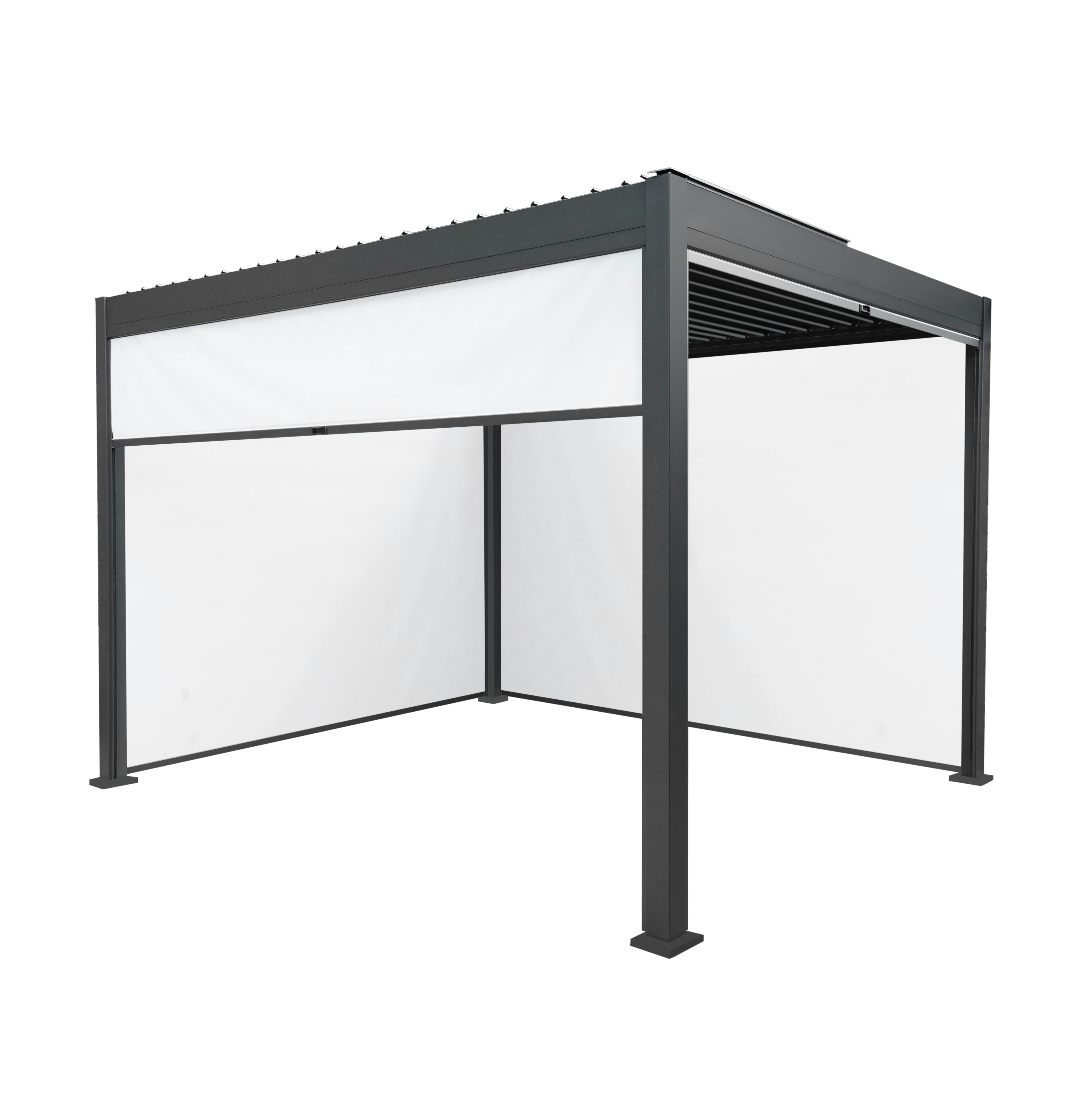 Rackhams Anthracite/White Aluminium Pergola With Blinds - 3M X 3M