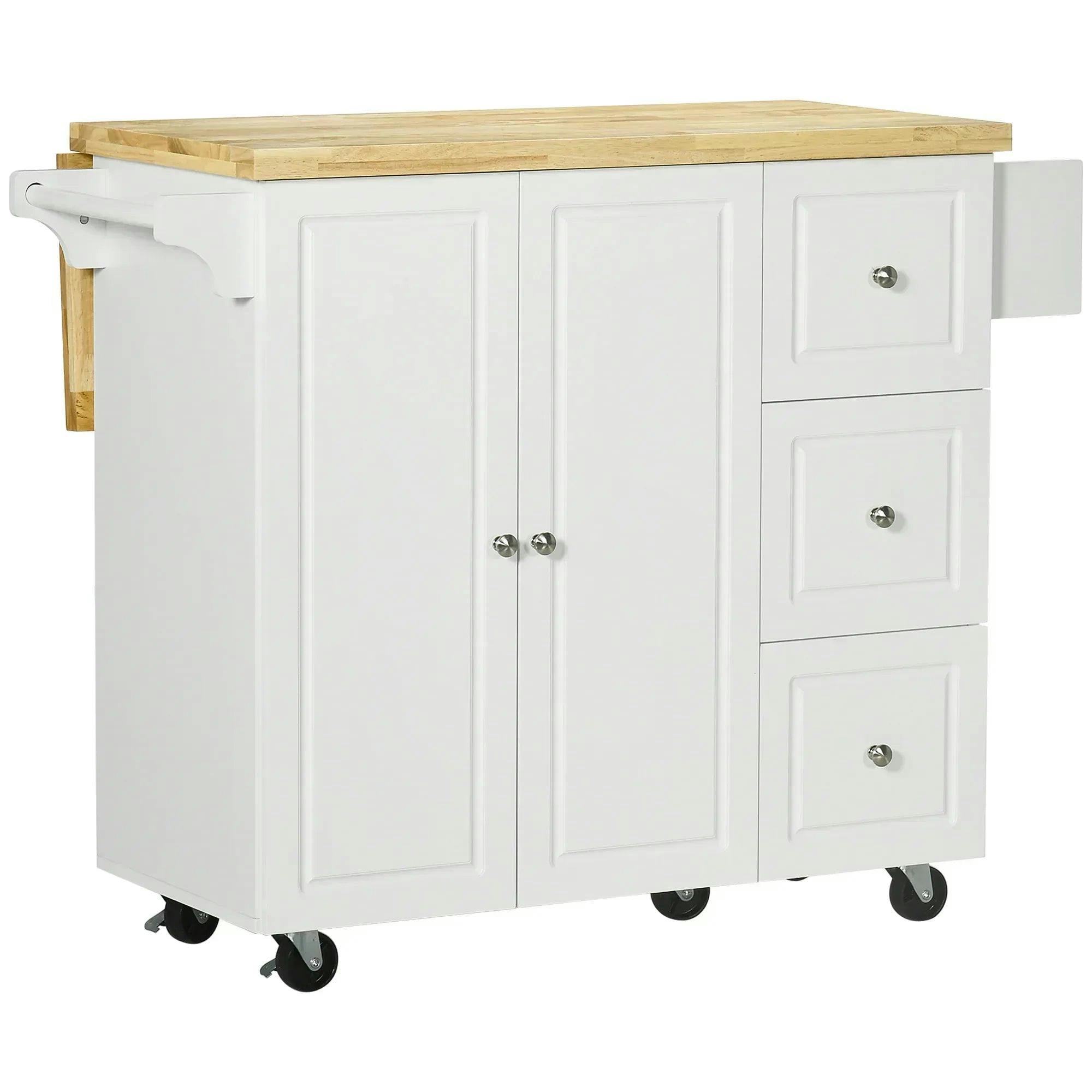 B&Q - Rolling Kitchen IslandKitchen Storage Trolley W/ Drop LeafDrawers - Image 6