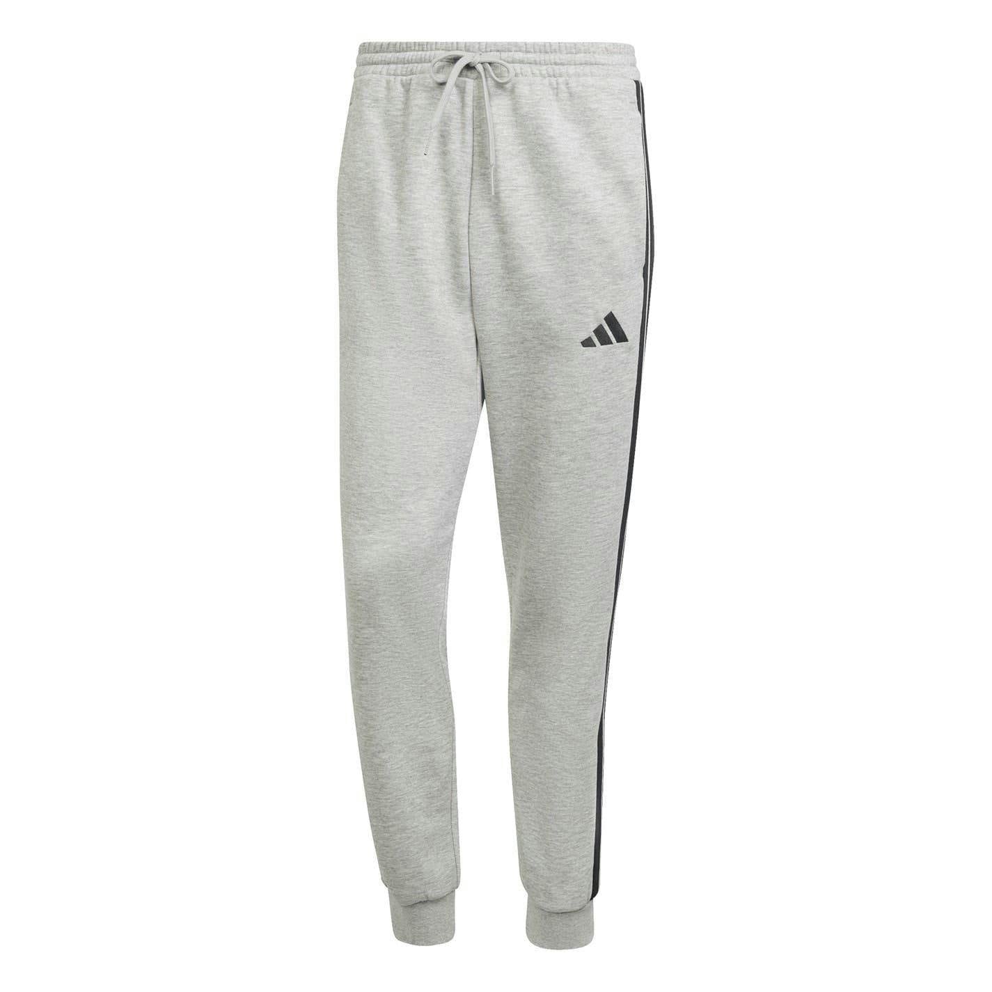 Adidas Men's Grey/White Essentials Stripe Tapered Joggers - Medium - Xs - Medium - 53% Cotton/36% Recycled Polyester/11% Viscose