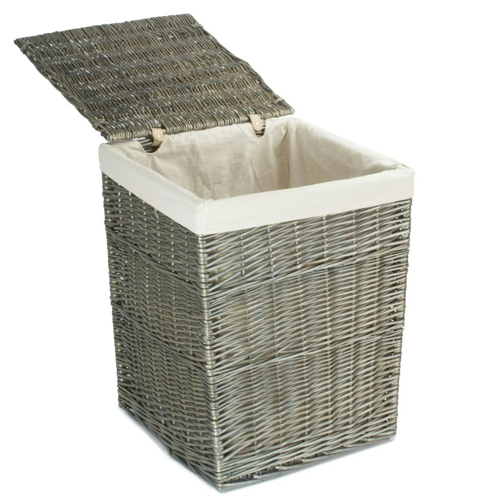 Red Hamper Small Antique Wash Wicker Square Laundry Basket