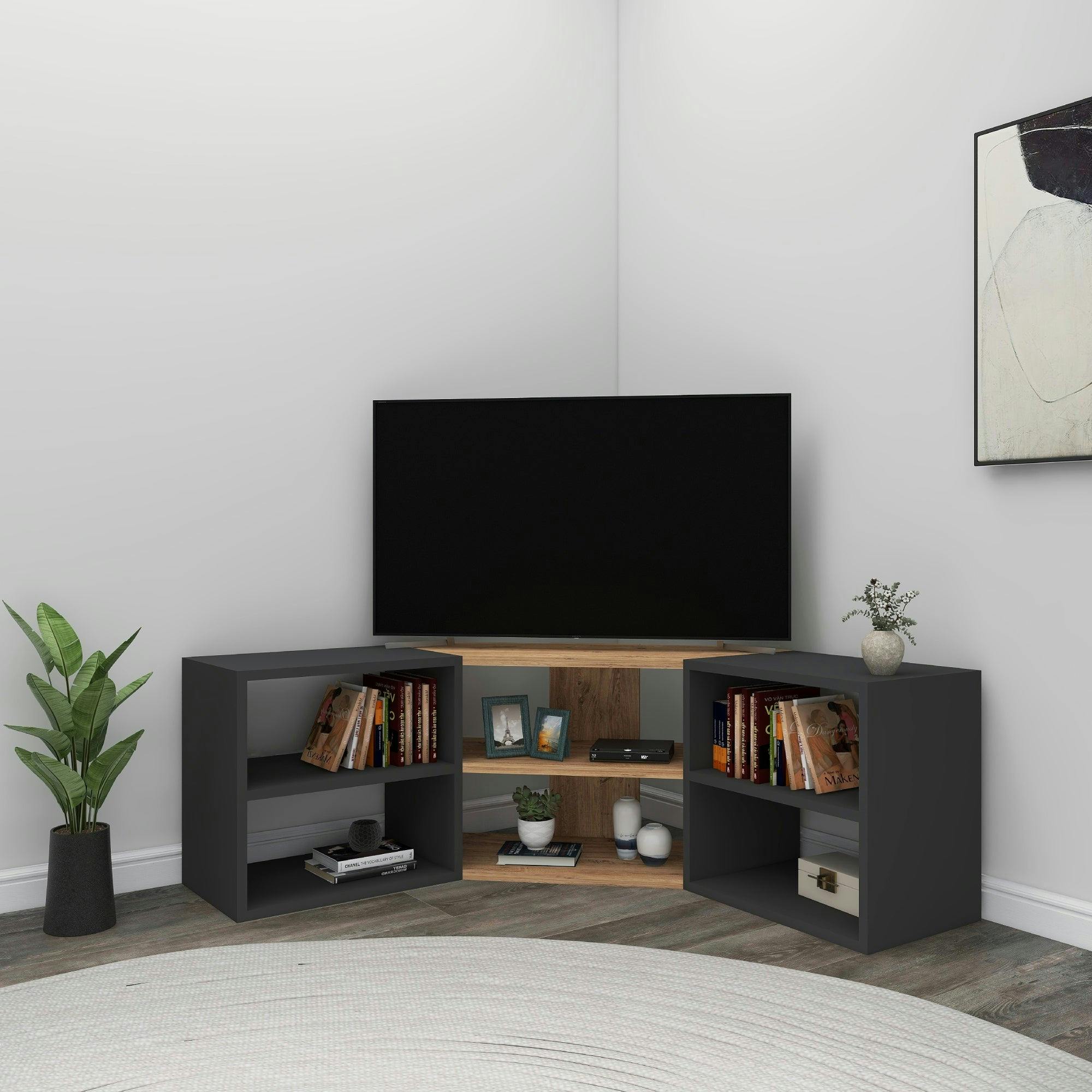 Rackhams Anthracite Bonnett Corner Tv Stand & Entertainment Center - Atlantic Pine &