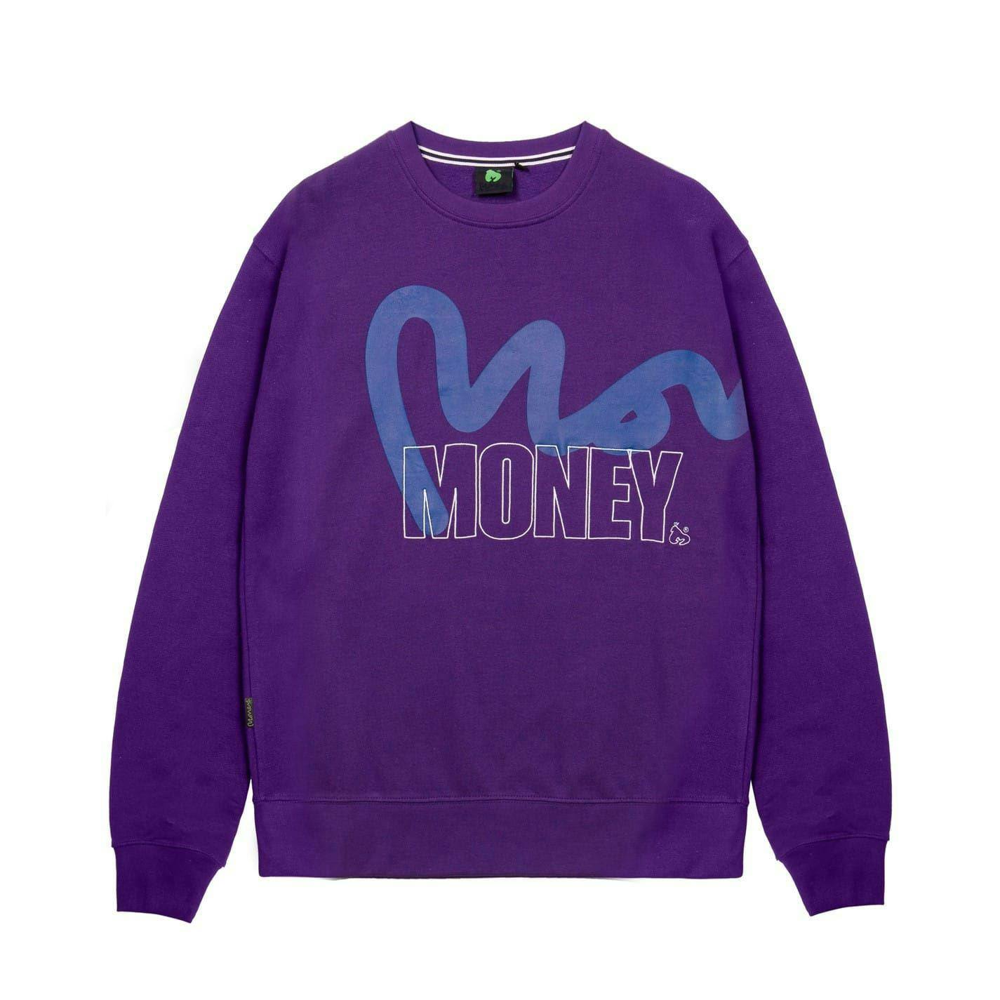 Money Men's Purple Stencil Crew Neck Sweatshirt - S - 100% Cotton