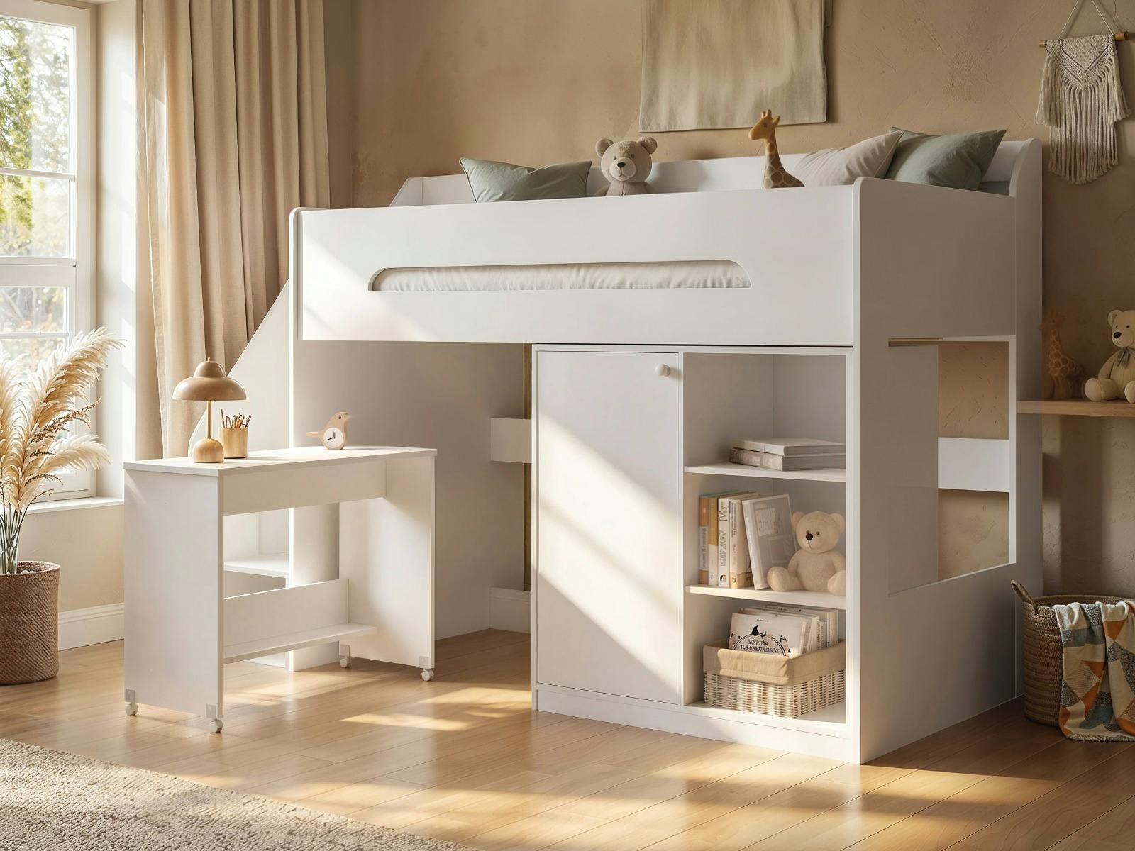 Flair White Stepaside Staircase High Sleeper Work Station - Single