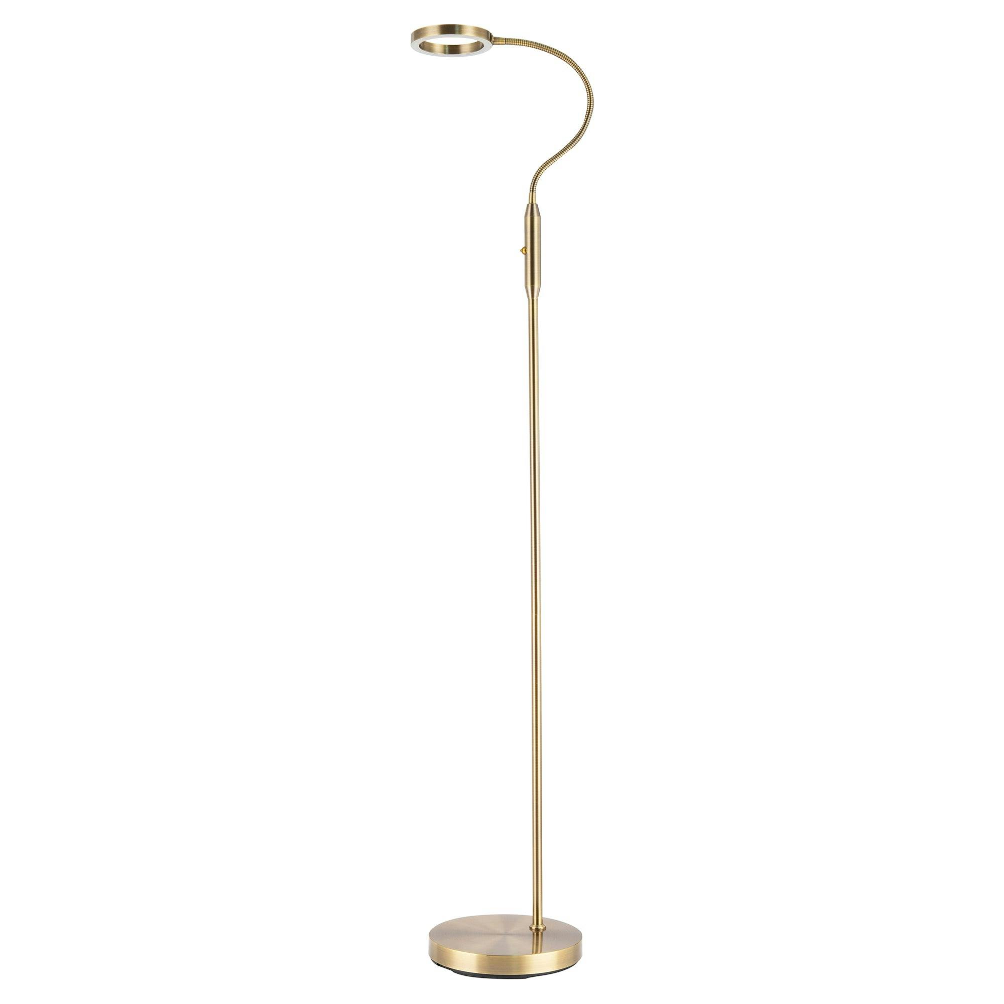 Rackhams Light/White Modern Antique Brass Task Floor Lamp With Led Halo Ring And Cct Dimmer