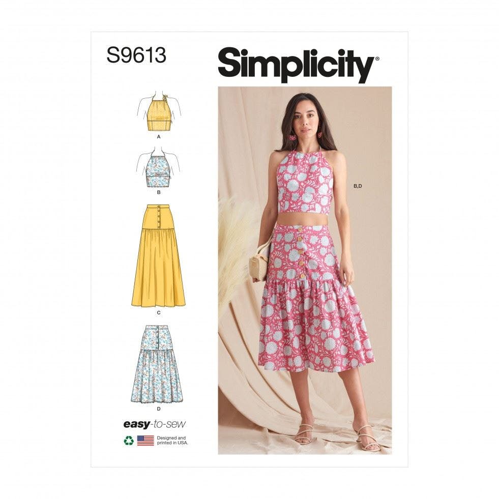 Simplicity Women's Sewing Pattern 9613, Tops, Skirts For D5 (4-6-8-10-12) - Easy - D5 (4-6-8-10-12)