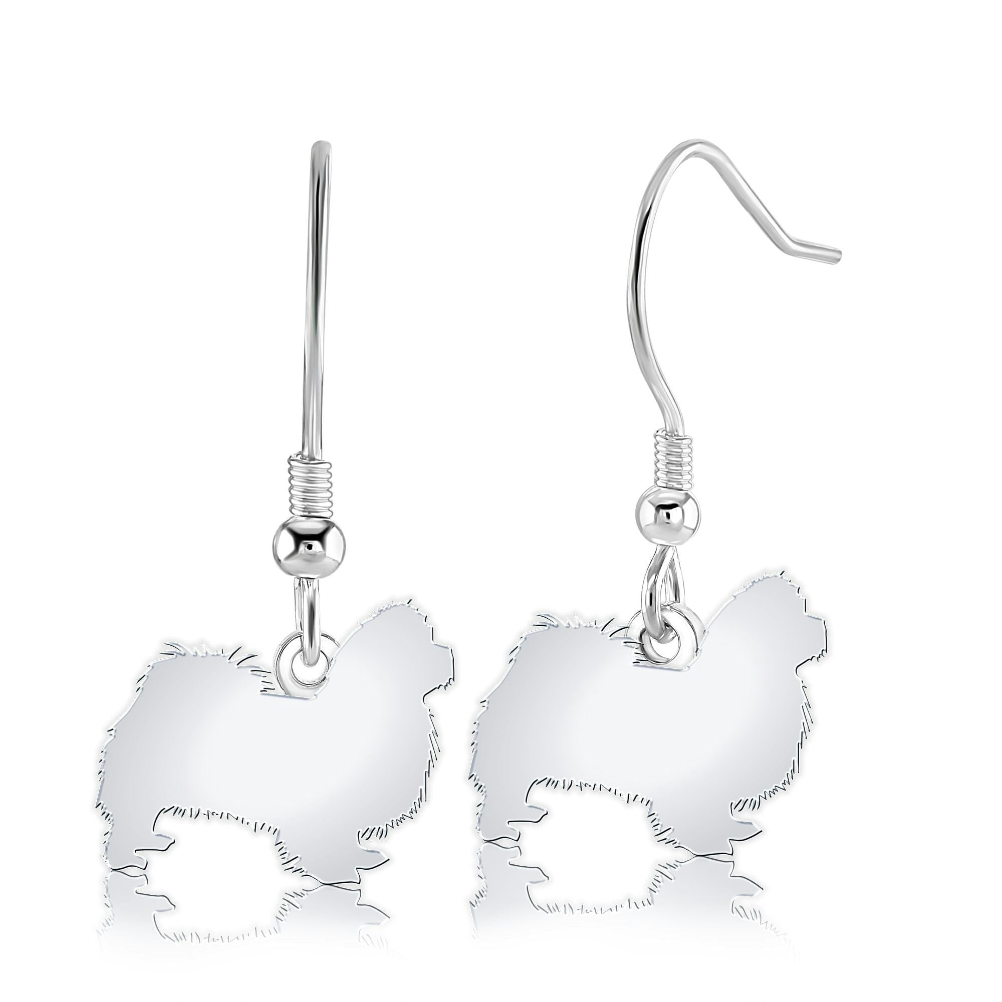 Mylee London Silver Pekingese Silhouette Earrings - No - Hook